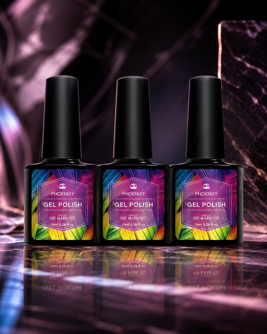 PHOENIXY Chromatic Ritual™ 36-Piece Gel Nail Polish Kit with 36W UV LED Lamp | Cindarello Selection