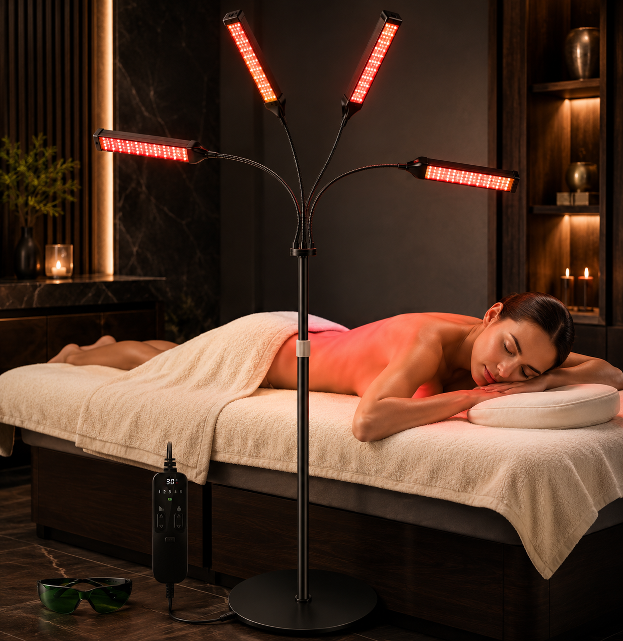 Crimson Halo™ 4-Head Red & Near-Infrared Light Therapy Lamp