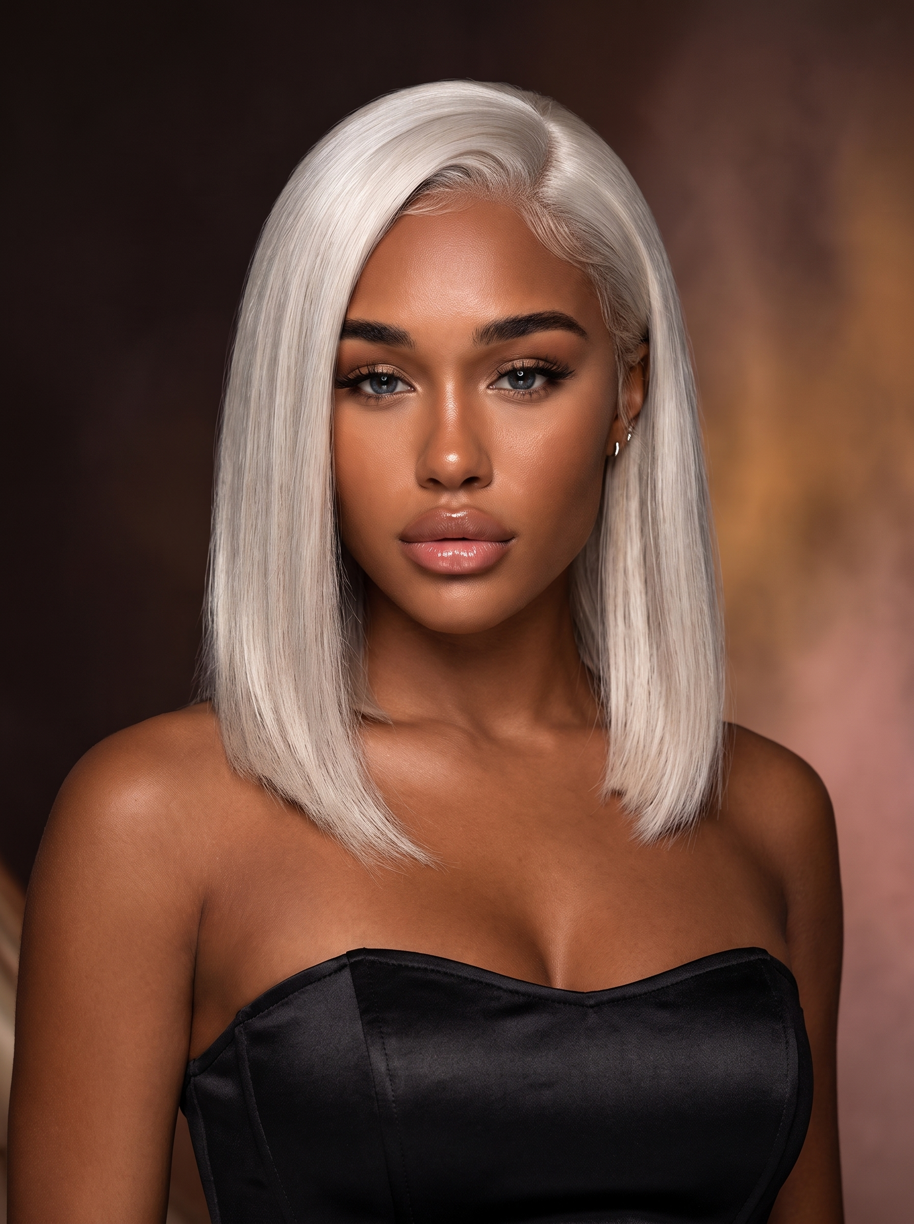 Cindarello Midnight Ice™ Platinum Blonde Straight Bob Wig – 13x4 Lace Front, Pre-Plucked Human Hair, 14”