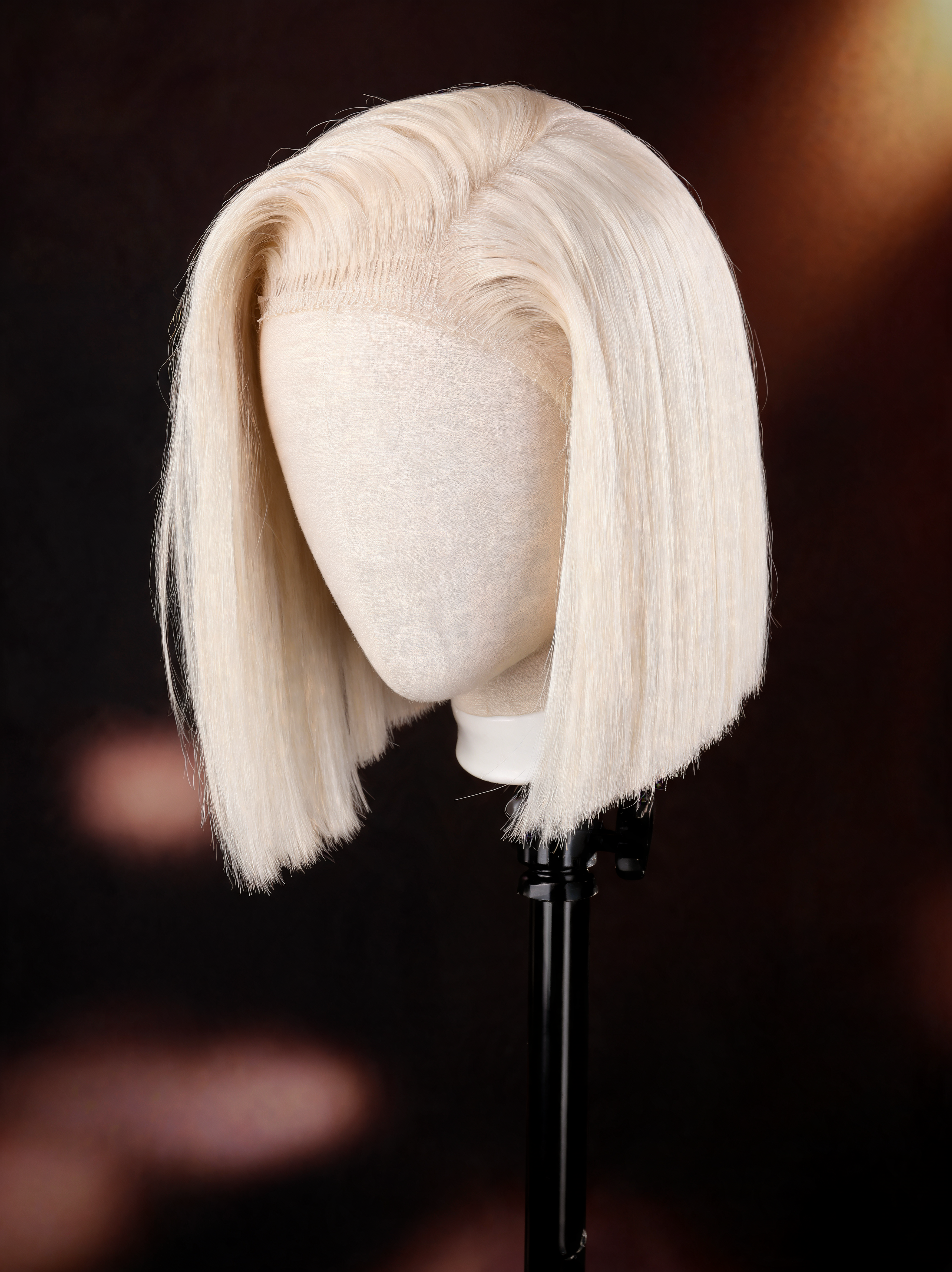 Cindarello Midnight Ice™ Platinum Blonde Straight Bob Wig – 13x4 Lace Front, Pre-Plucked Human Hair, 14”