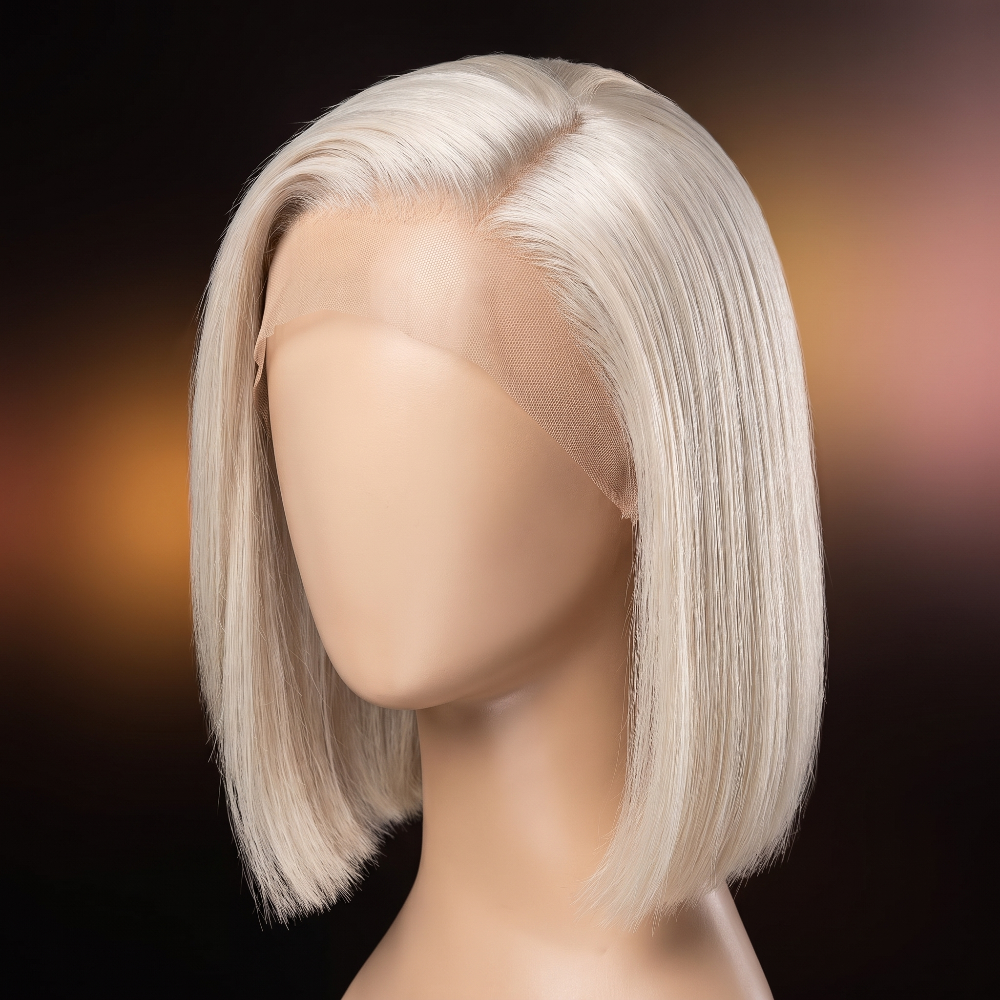 Cindarello Midnight Ice™ Platinum Blonde Straight Bob Wig – 13x4 Lace Front, Pre-Plucked Human Hair, 14”
