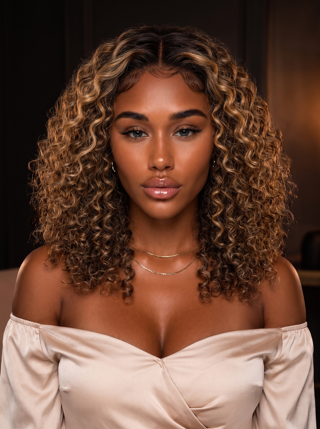 Cindarello Golden Hour Curl™ Balayage Curly Glueless Wig – 7x5 Lace, 12”, 180% Density Human Hair