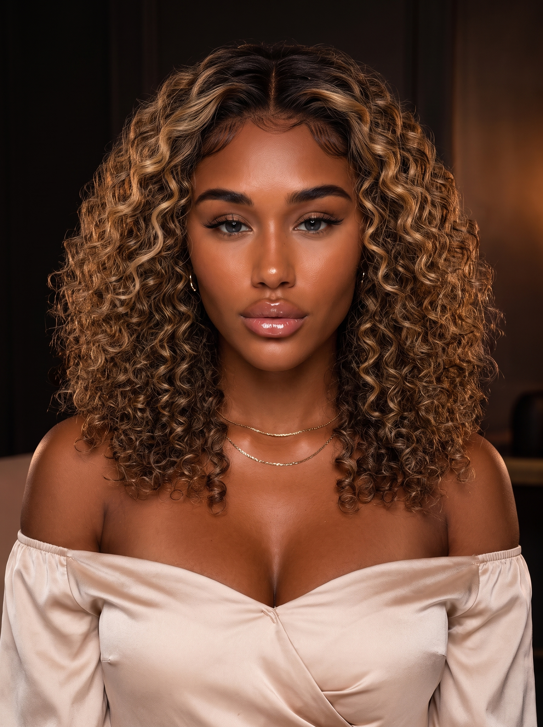 Cindarello Golden Hour Curl™ Balayage Curly Glueless Wig – 7x5 Lace, 12”, 180% Density Human Hair