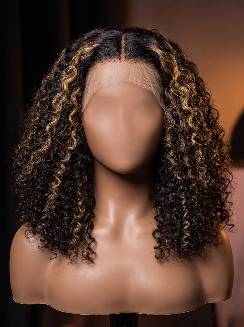 Cindarello Golden Hour Curl™ Balayage Curly Glueless Wig – 7x5 Lace, 12”, 180% Density Human Hair
