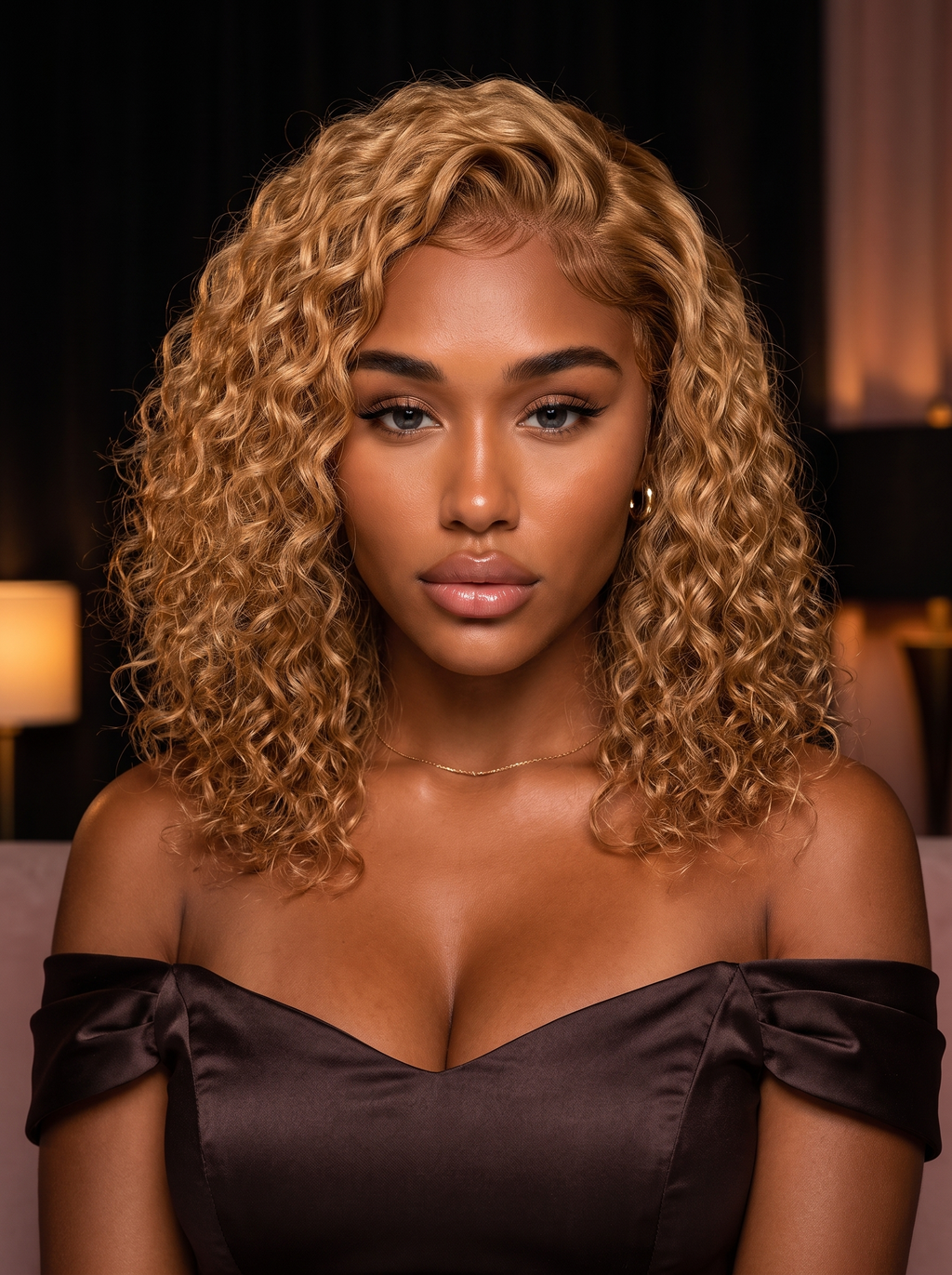 Cindarello Gilded Carriage™ Honey Blonde Deep Wave Bob Wig – 13x4 Lace Front, 14”, 150% Density Human Hair