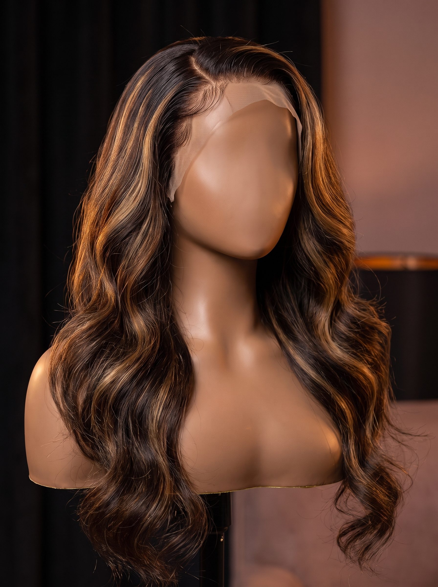 Cindarello Amber Waltz™ Highlight Honey Blonde Body Wave Wig – 13x4 HD Lace Front, 28”, 210% Density Human Hair