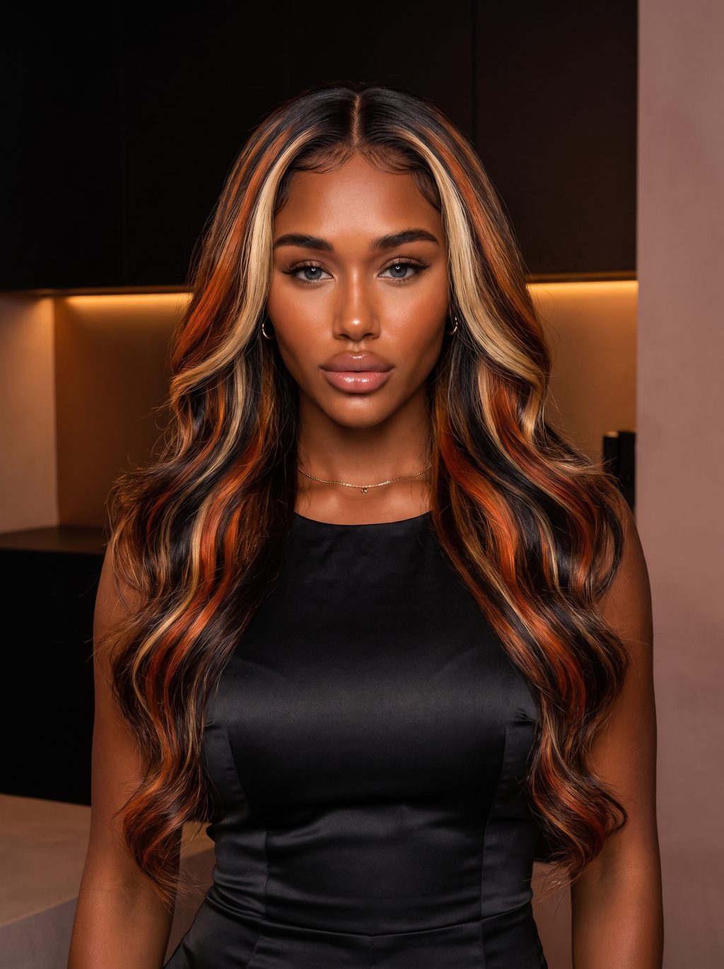 Cindarello Emberglass™ Ginger & Honey Blonde Highlight Body Wave Wig – 13x4 HD Lace Front, 24”, 180% Density Human Hair