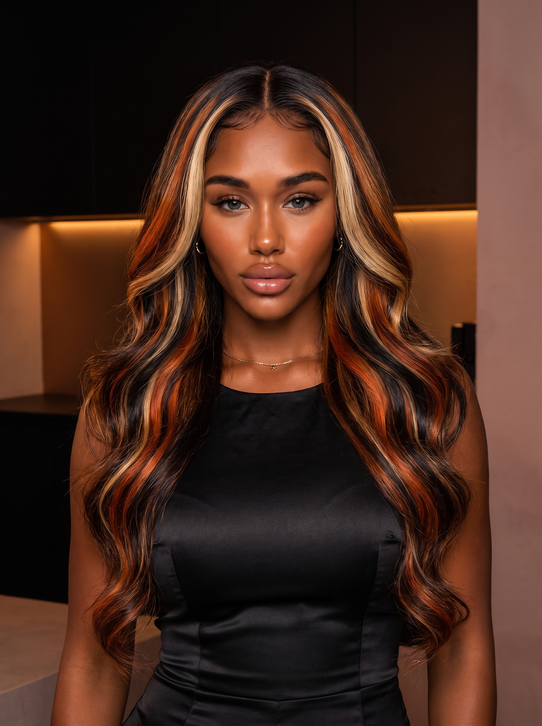 Cindarello Emberglass™ Ginger & Honey Blonde Highlight Body Wave Wig – 13x4 HD Lace Front, 24”, 180% Density Human Hair