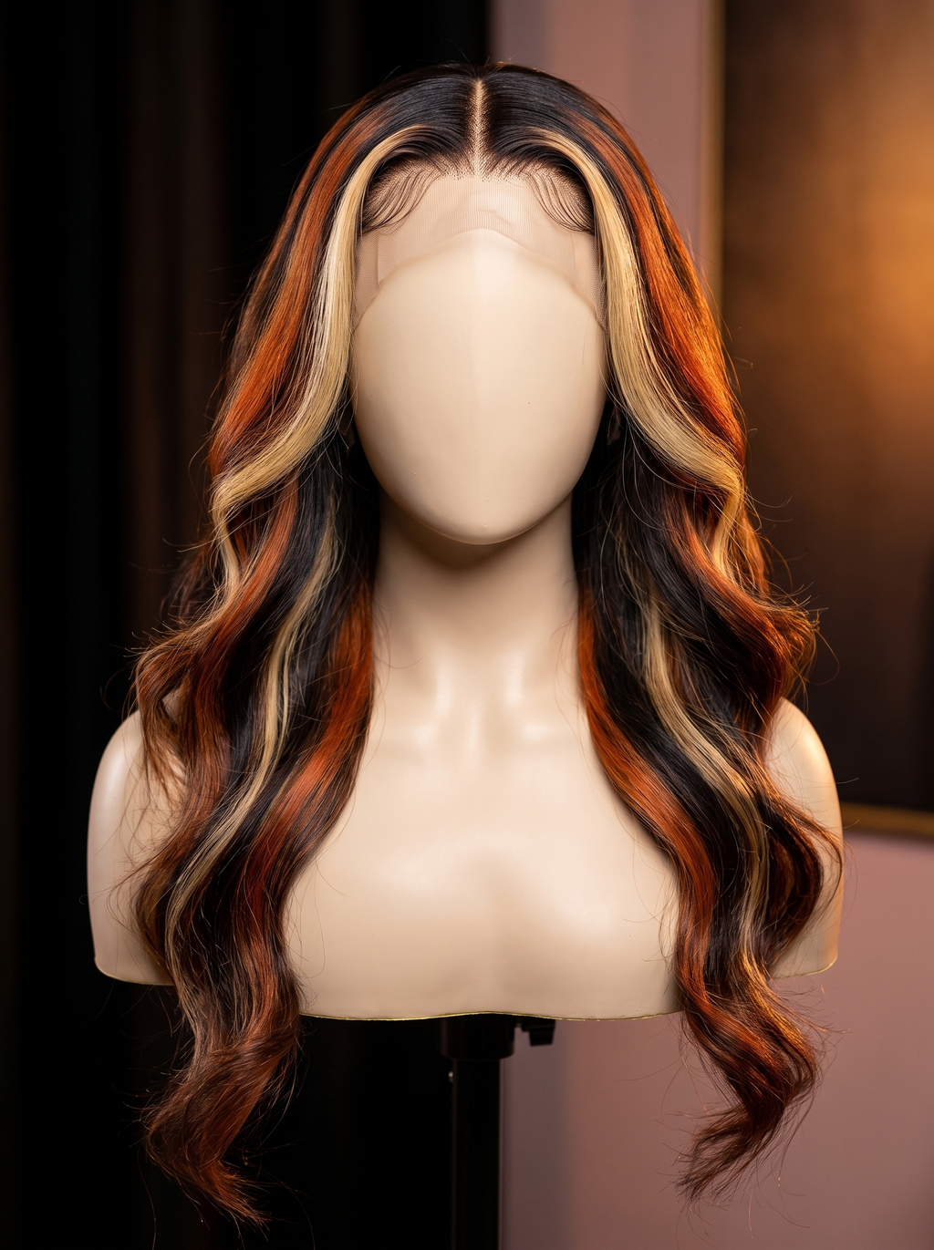 Cindarello Emberglass™ Ginger & Honey Blonde Highlight Body Wave Wig – 13x4 HD Lace Front, 24”, 180% Density Human Hair