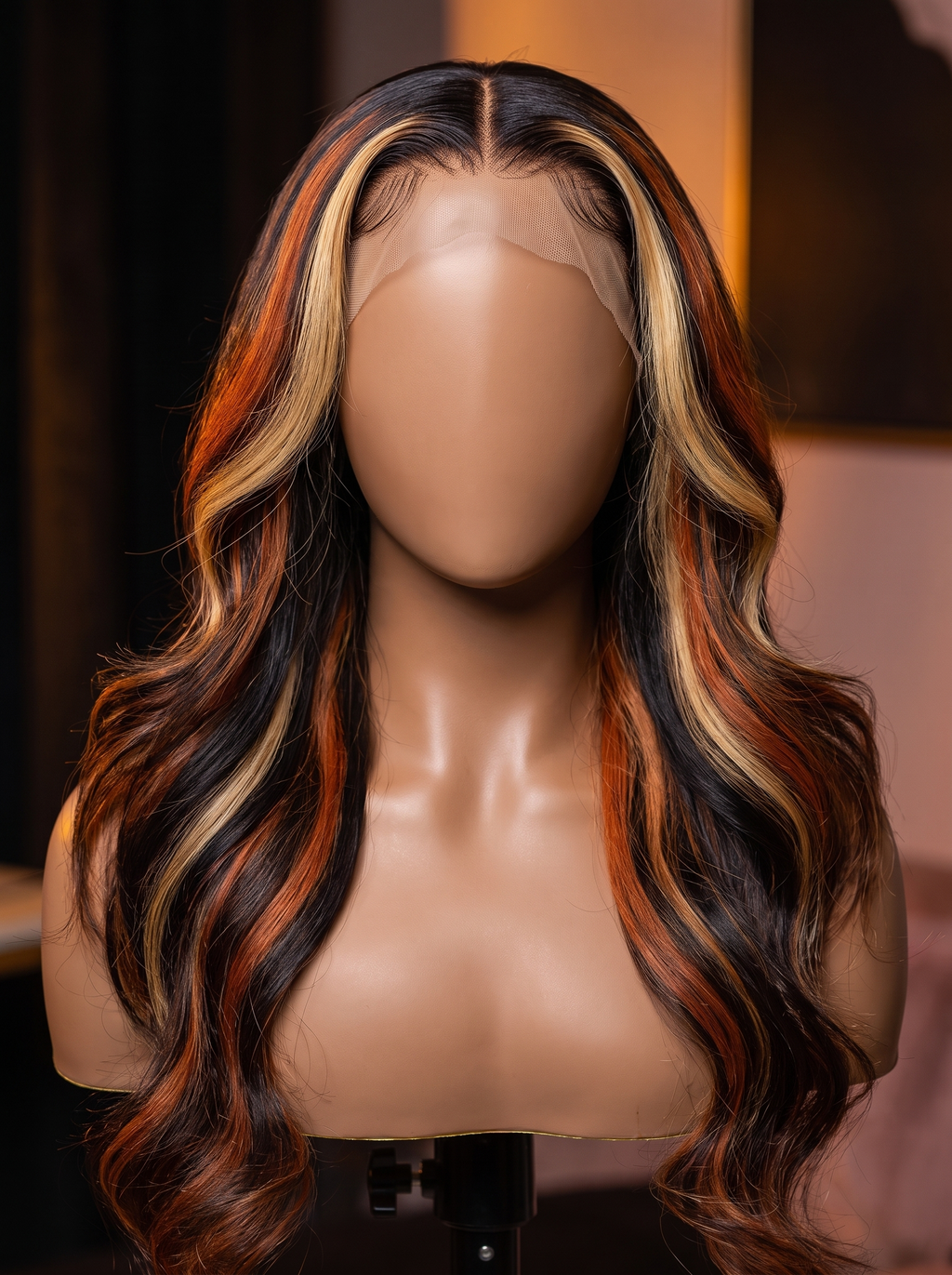 Cindarello Emberglass™ Ginger & Honey Blonde Highlight Body Wave Wig – 13x4 HD Lace Front, 24”, 180% Density Human Hair