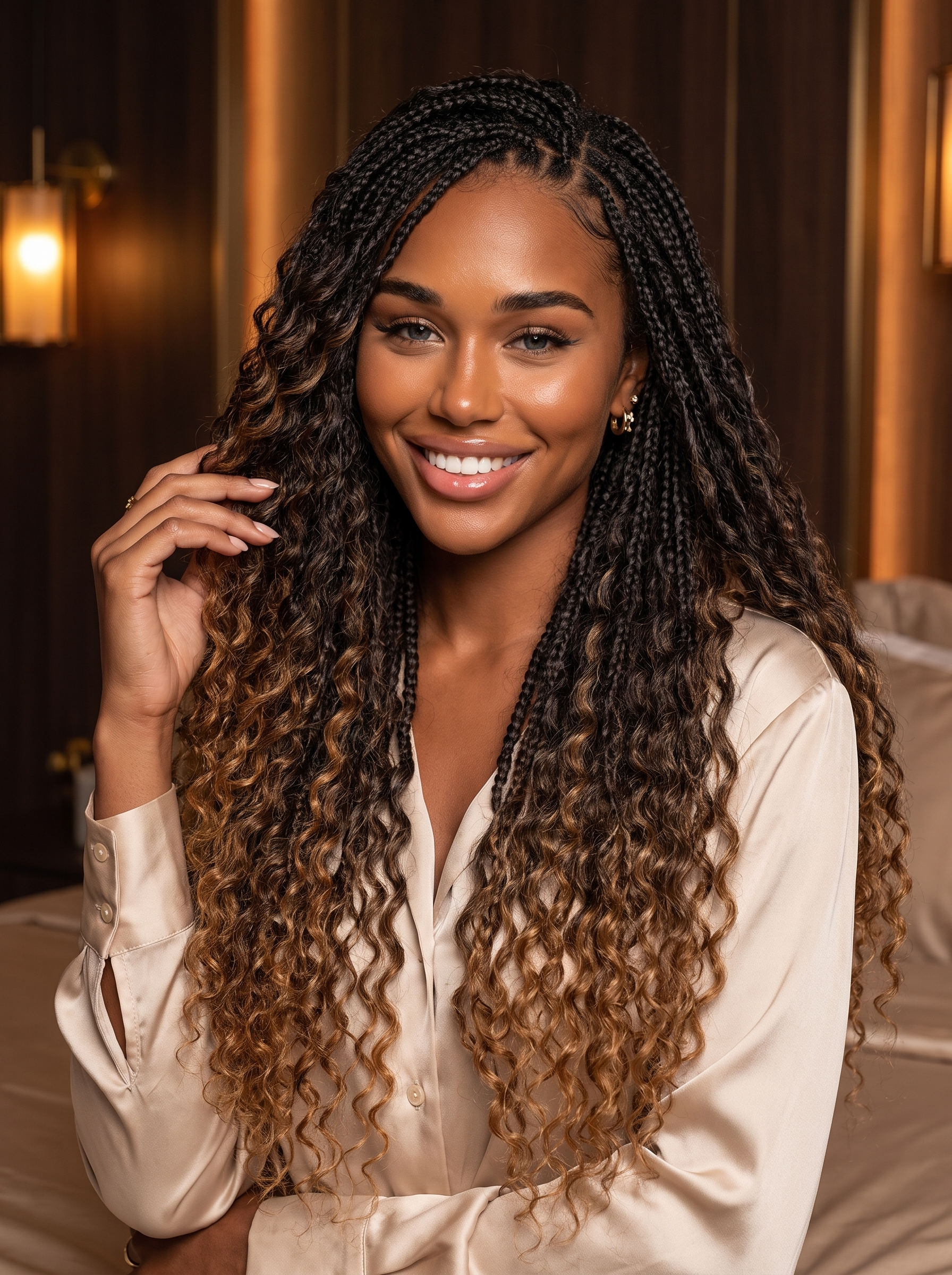 Cindarello Honey Mocha Braid™ 4/27 Ombre Deep Wave Human Braiding Hair – 22”, 2 Bundles, 100g