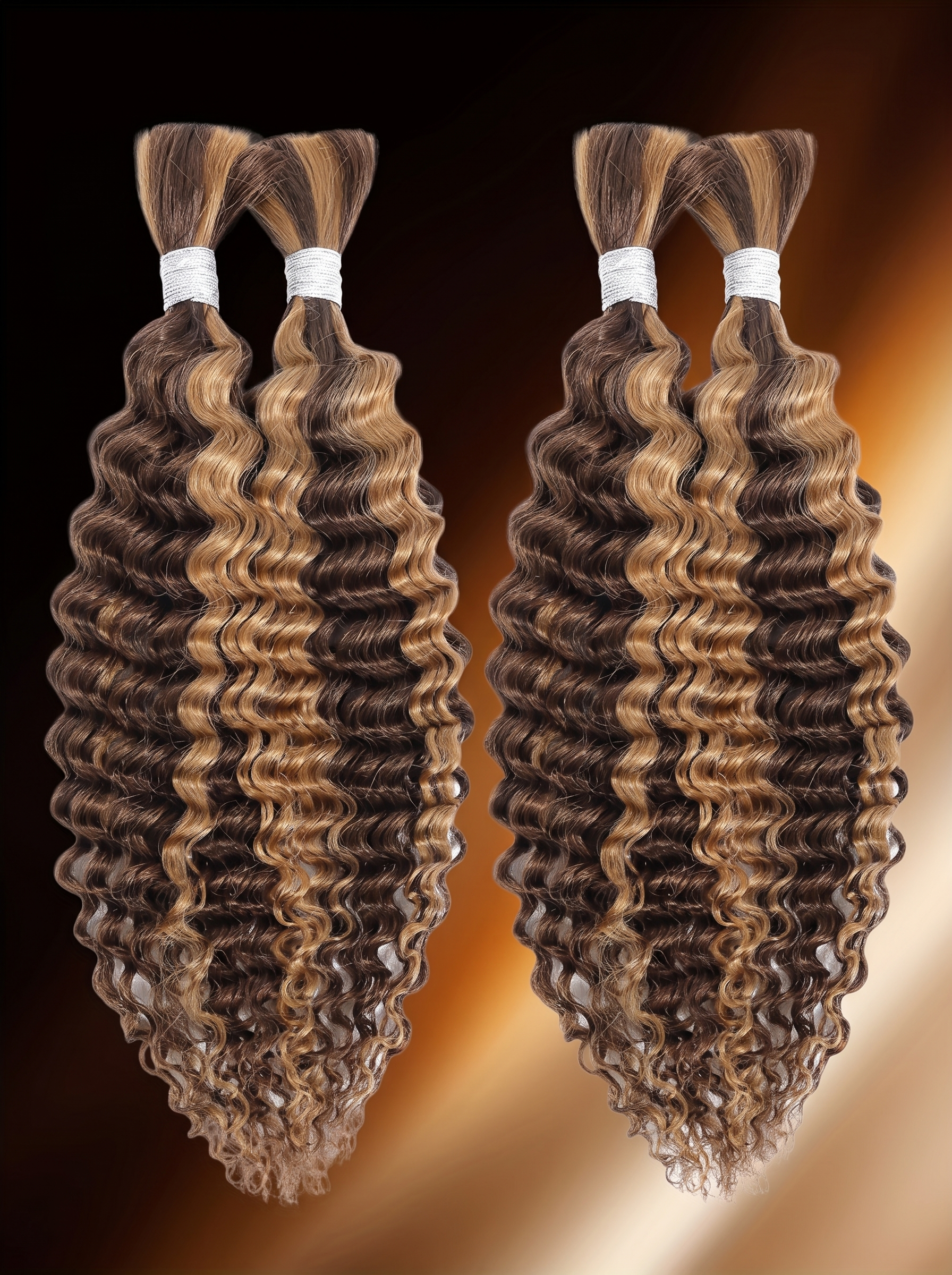 Cindarello Honey Mocha Braid™ 4/27 Ombre Deep Wave Human Braiding Hair – 22”, 2 Bundles, 100g
