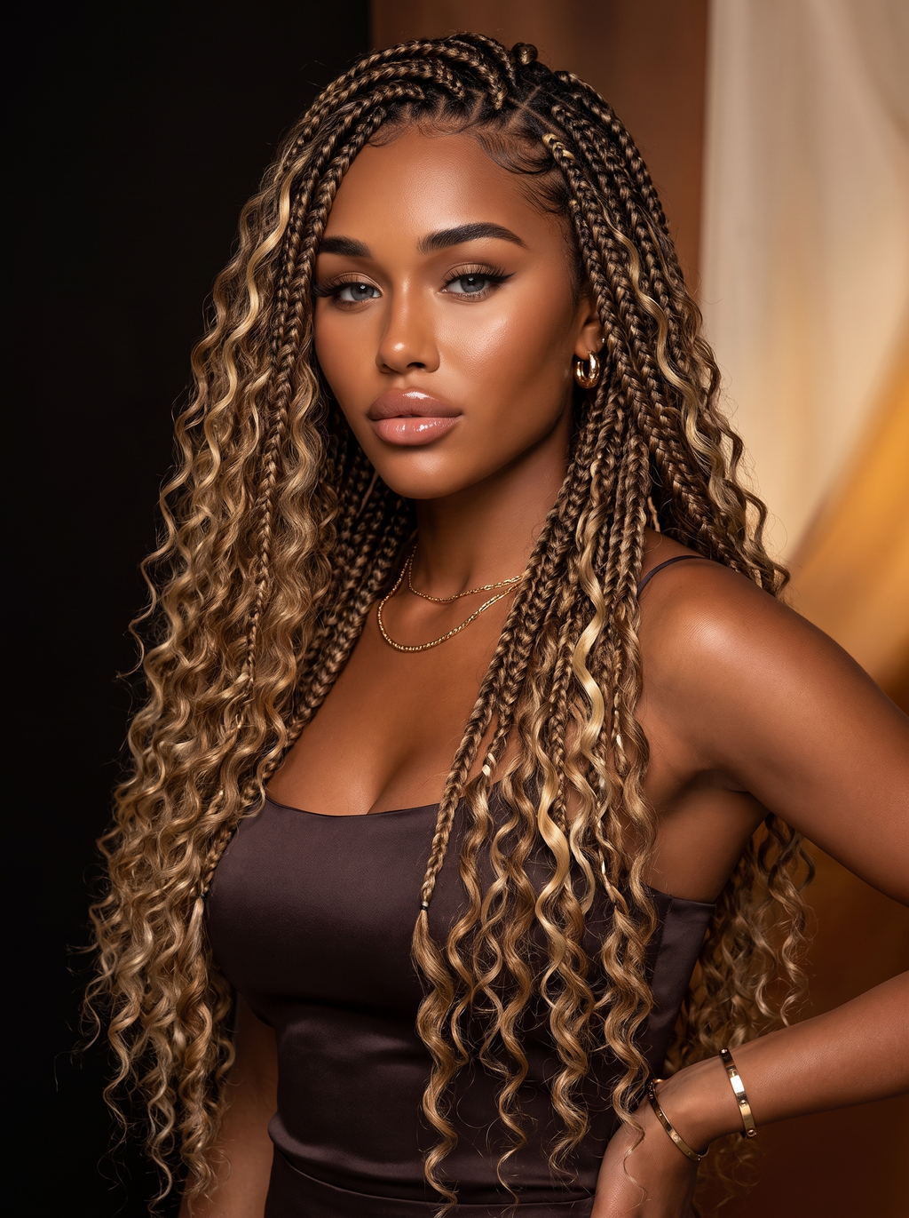 Cindarello Bronze Cascade Braid™ #4/27 Deep Wave Human Braiding Hair – 20”, 100g Vietnam Virgin Bulk Hair