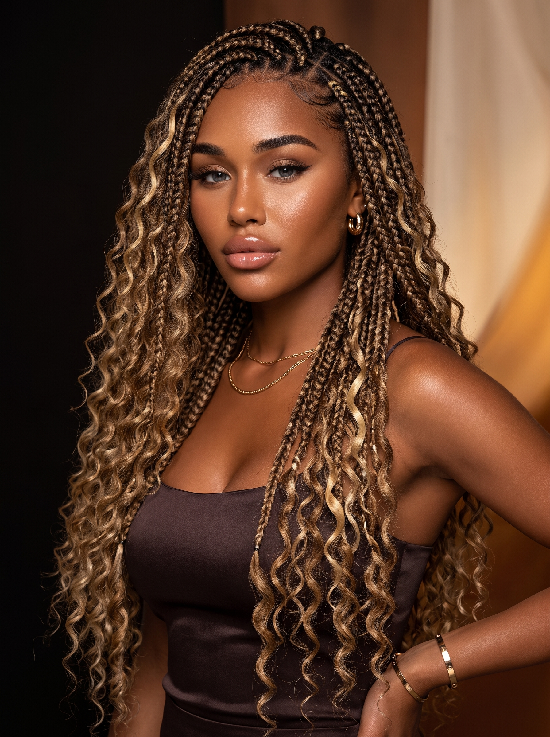 Cindarello Bronze Cascade Braid™ #4/27 Deep Wave Human Braiding Hair – 20”, 100g Vietnam Virgin Bulk Hair