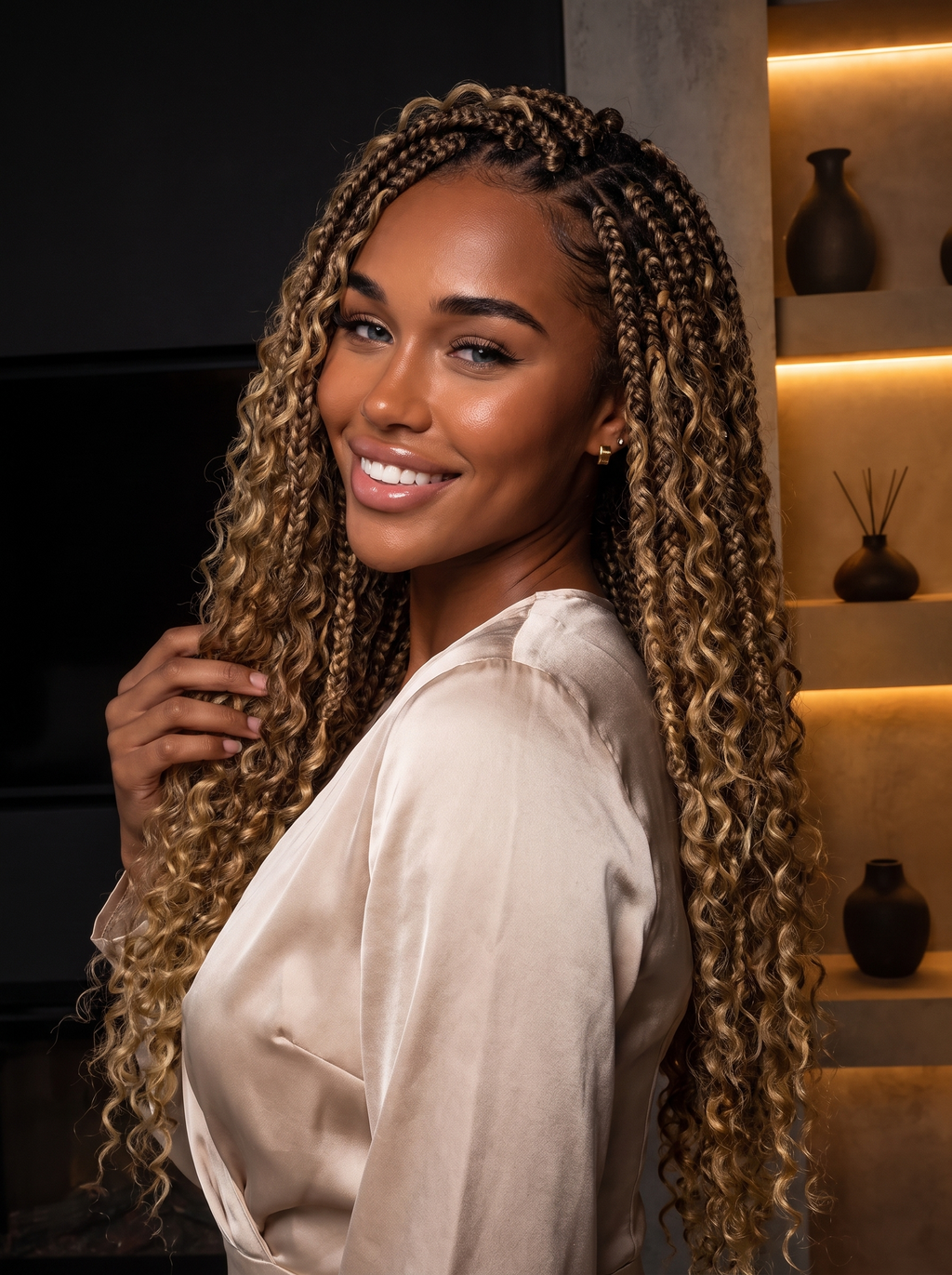 Cindarello Bronze Cascade Braid™ #4/27 Deep Wave Human Braiding Hair – 20”, 100g Vietnam Virgin Bulk Hair