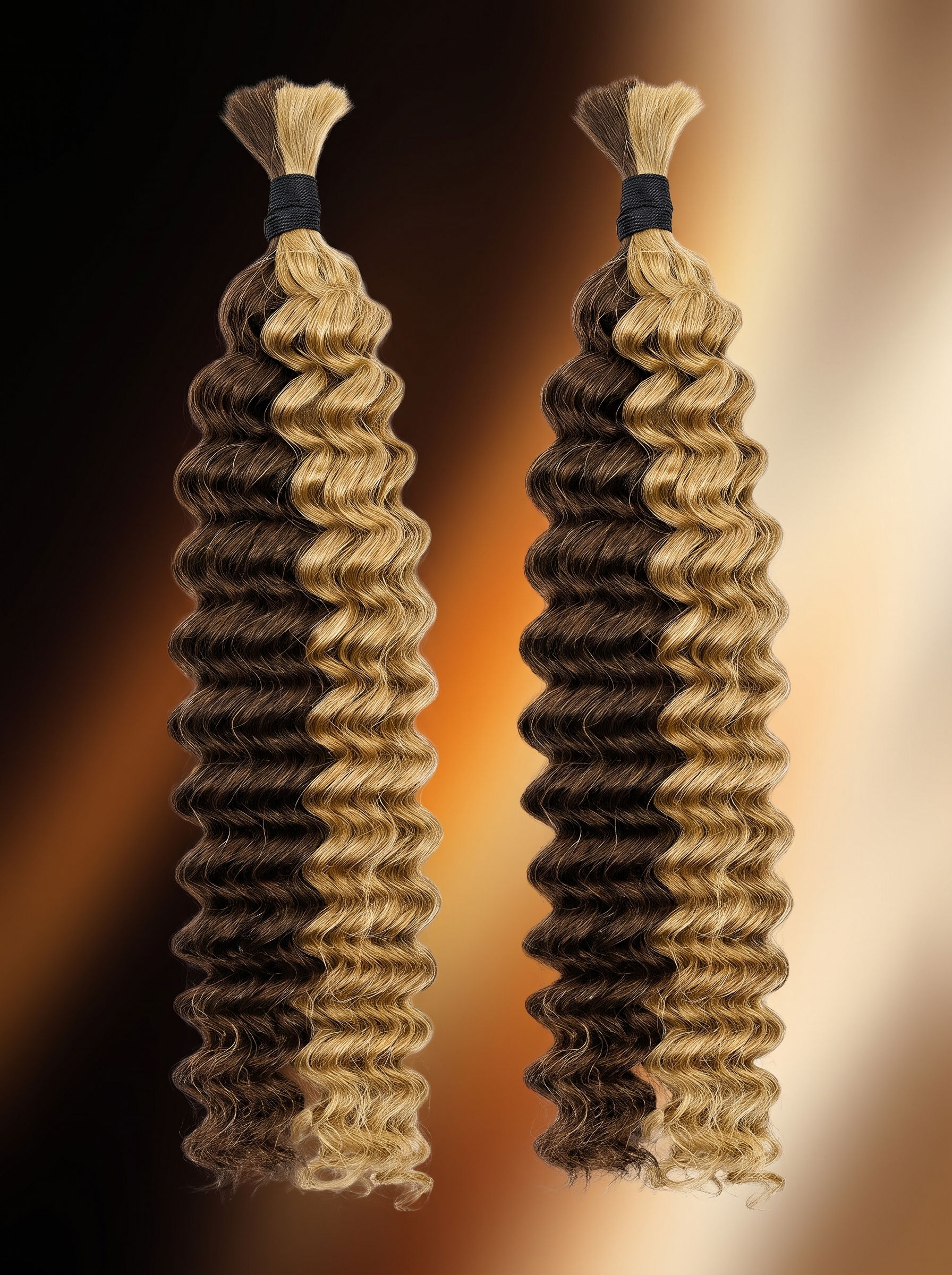 Cindarello Bronze Cascade Braid™ #4/27 Deep Wave Human Braiding Hair – 20”, 100g Vietnam Virgin Bulk Hair