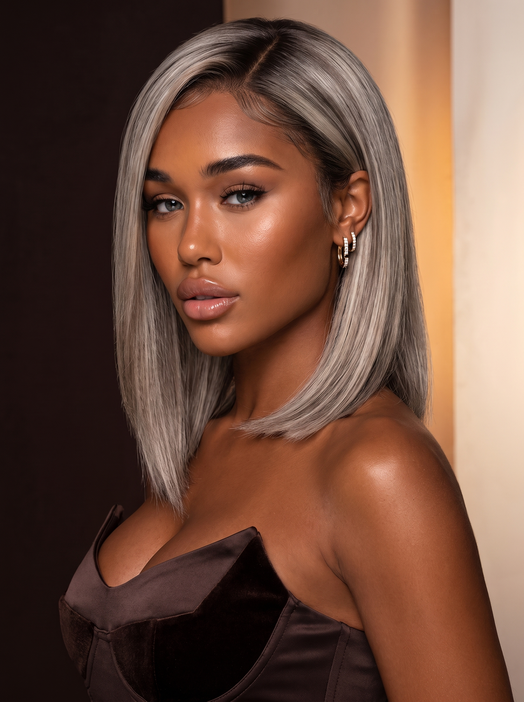 Cindarello Silver Veil™ Balayage Ash Blonde Bob Wig – 13x4 HD Lace Front, 12”, 180% Density Human Hair