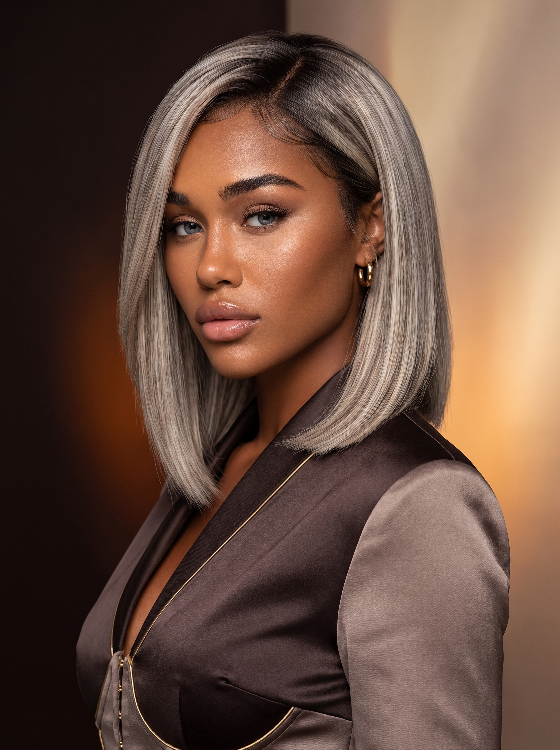 Cindarello Silver Veil™ Balayage Ash Blonde Bob Wig – 13x4 HD Lace Front, 12”, 180% Density Human Hair