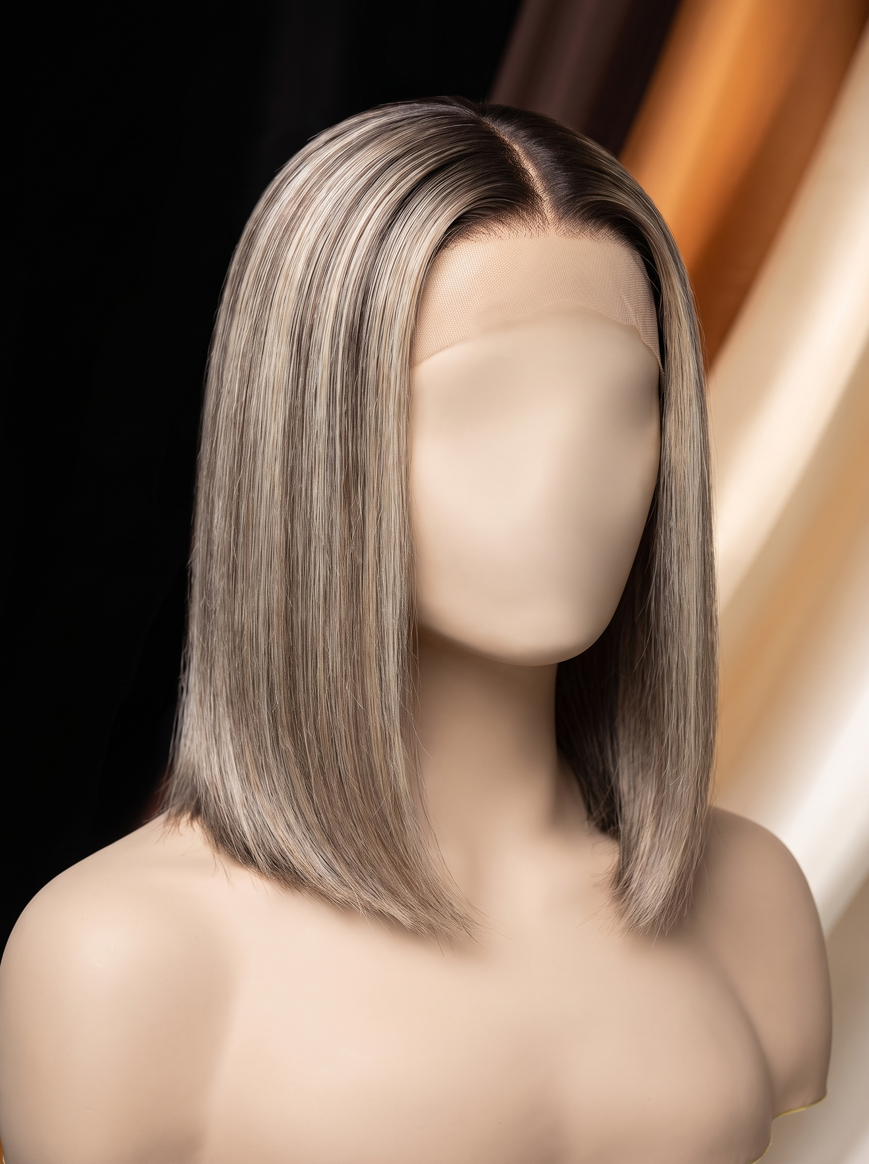 Cindarello Silver Veil™ Balayage Ash Blonde Bob Wig – 13x4 HD Lace Front, 12”, 180% Density Human Hair