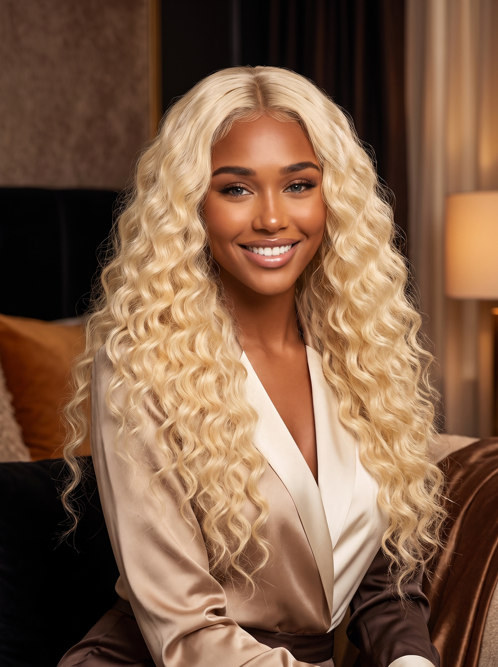 Cindarello Golden Tide™ 613 Blonde Deep Wave Bundles with 4x4 Lace Closure – 10/12/14 + 10” Human Hair Set