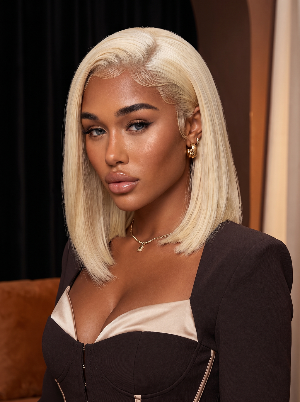 Cindarello Midnight Pearl™ 613 Blonde Glueless Bob Wig – 13x4 HD Lace Front, 12”, 180% Density Human Hair