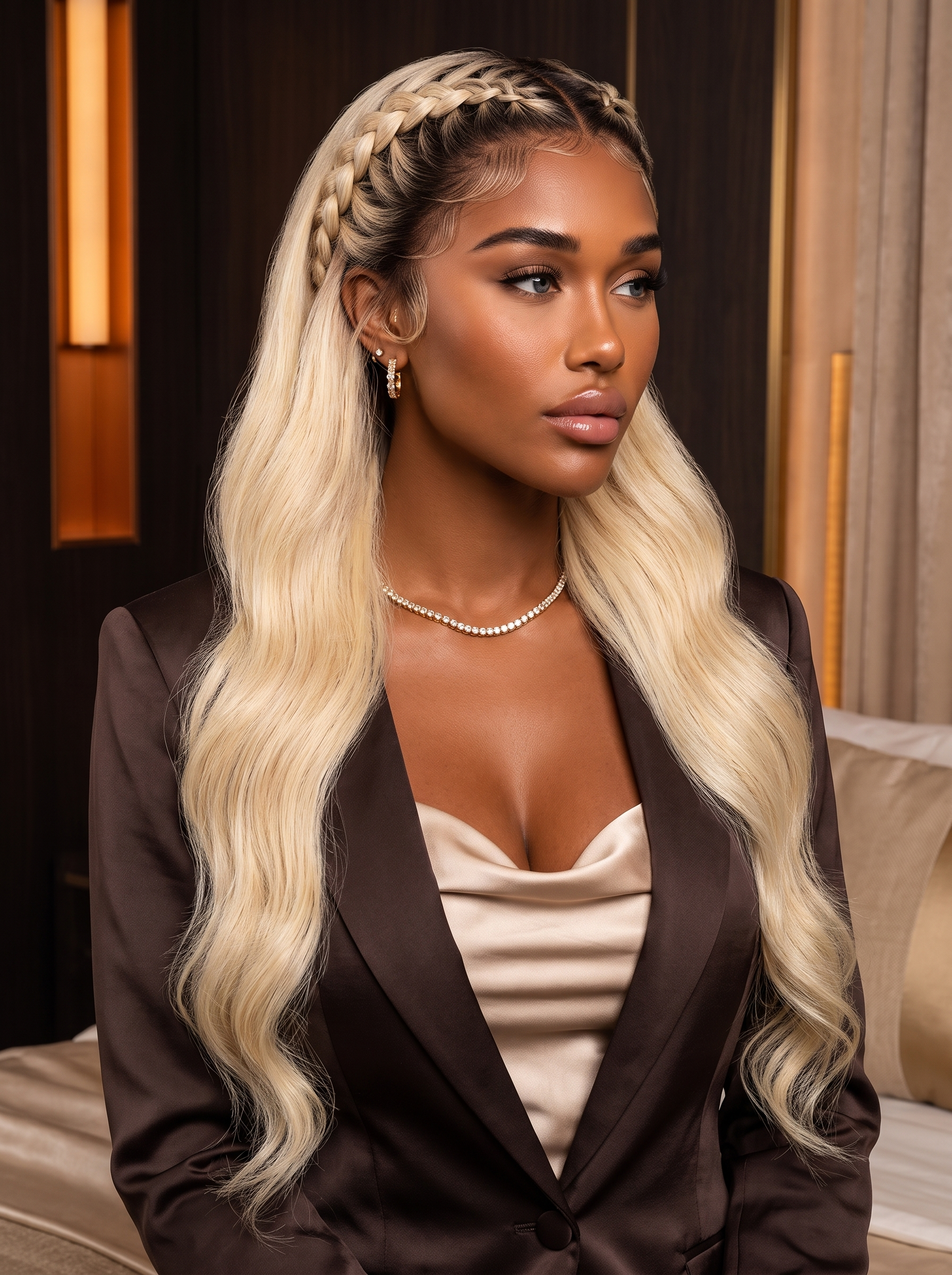 Cindarello Moonveil™ 1B/613 Ombre Blonde Lace Front Wig – 13x4 HD Glueless Human Hair Wig, 28”, Pre-Plucked