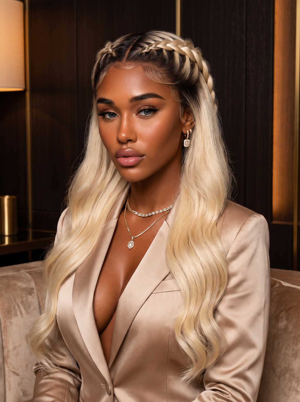 Cindarello Moonveil™ 1B/613 Ombre Blonde Lace Front Wig – 13x4 HD Glueless Human Hair Wig, 28”, Pre-Plucked