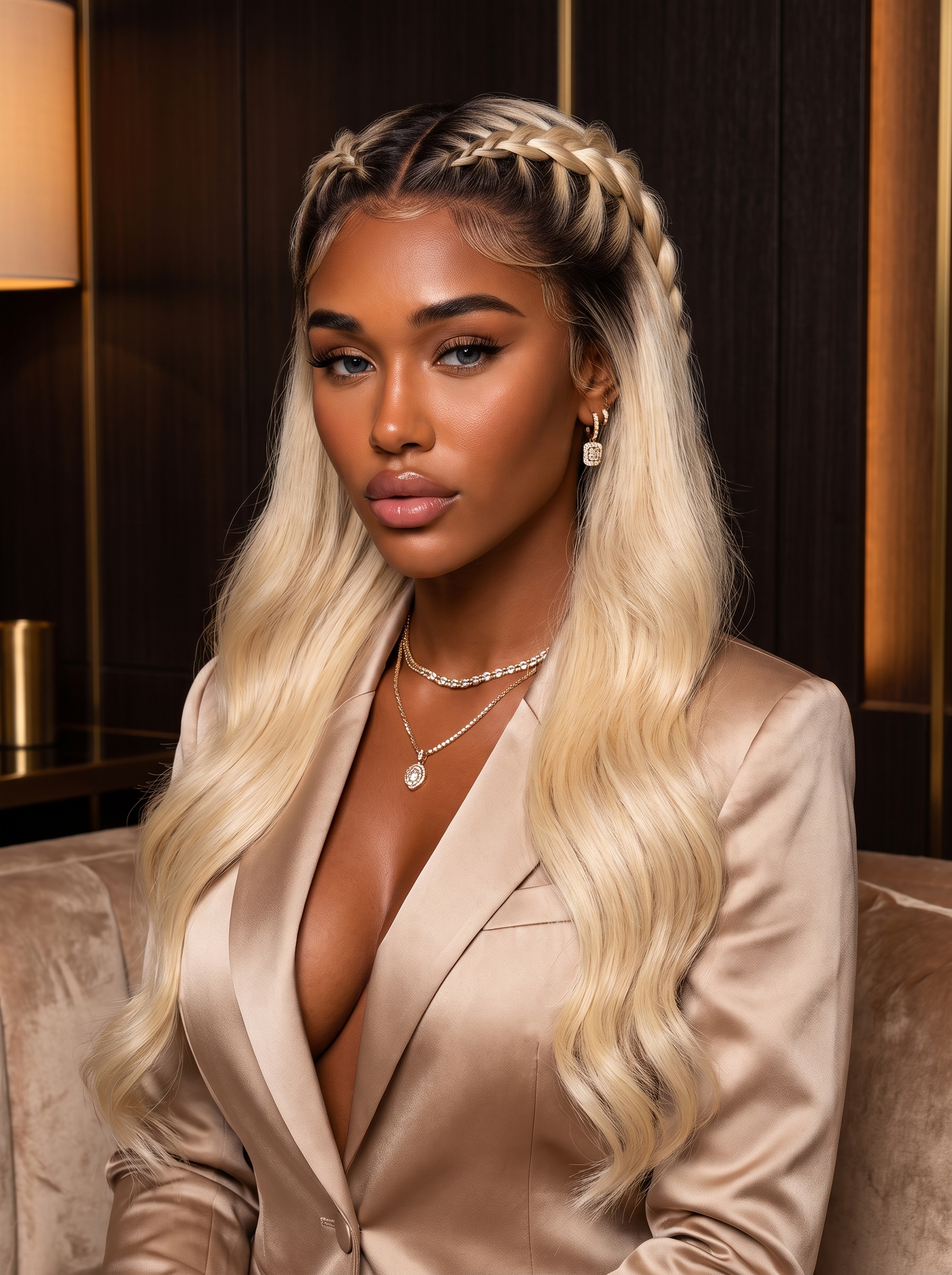 Cindarello Moonveil™ 1B/613 Ombre Blonde Lace Front Wig – 13x4 HD Glueless Human Hair Wig, 28”, Pre-Plucked