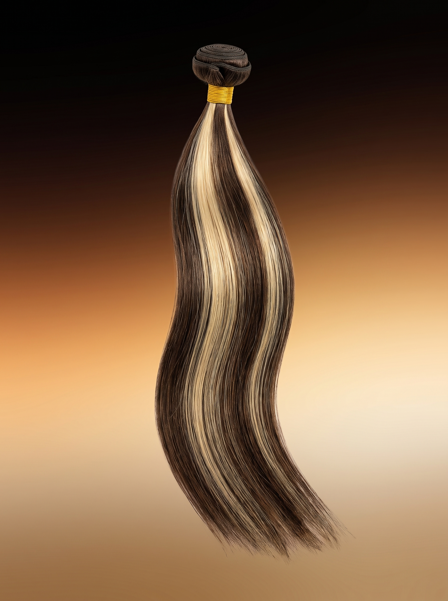 Cindarello Golden Contrast™ P4/613 Highlight Straight Human Hair Bundle – 16”, 95–100g Brazilian Remy Hair