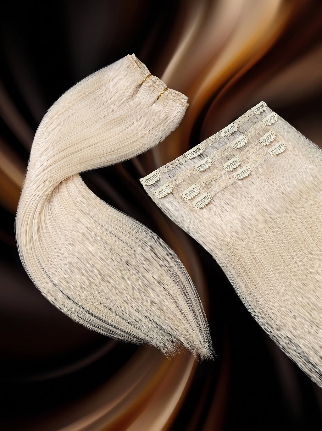 Cindarello Afterglow Platinum™ Clip-In Human Hair Extensions – 12”, 3 Pieces, 50g Remy Hair