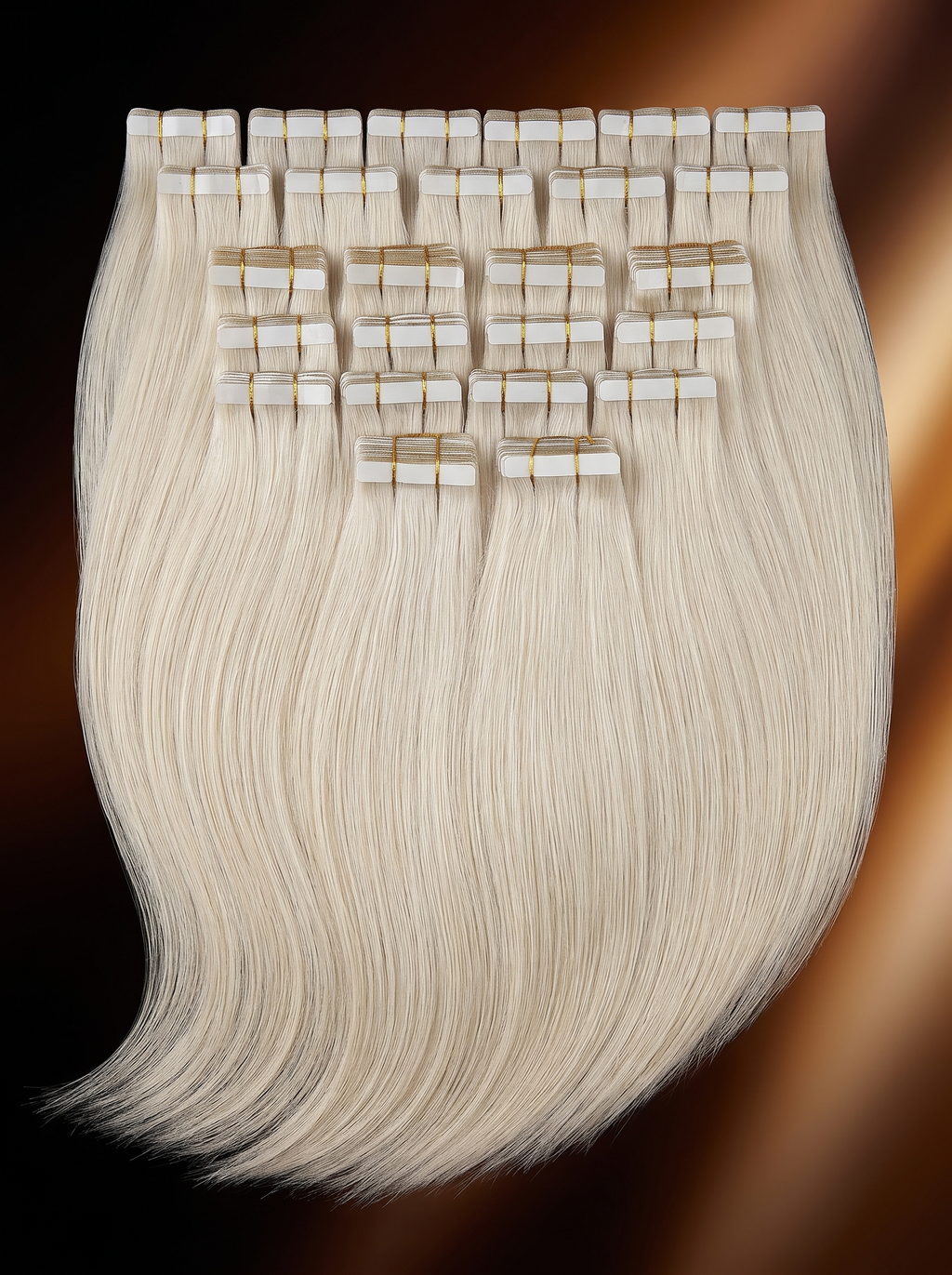 Cindarello Moonfrost Tape™ Platinum Blonde Tape-In Extensions – 18”, 20 Pieces, 50g Remy Human Hair