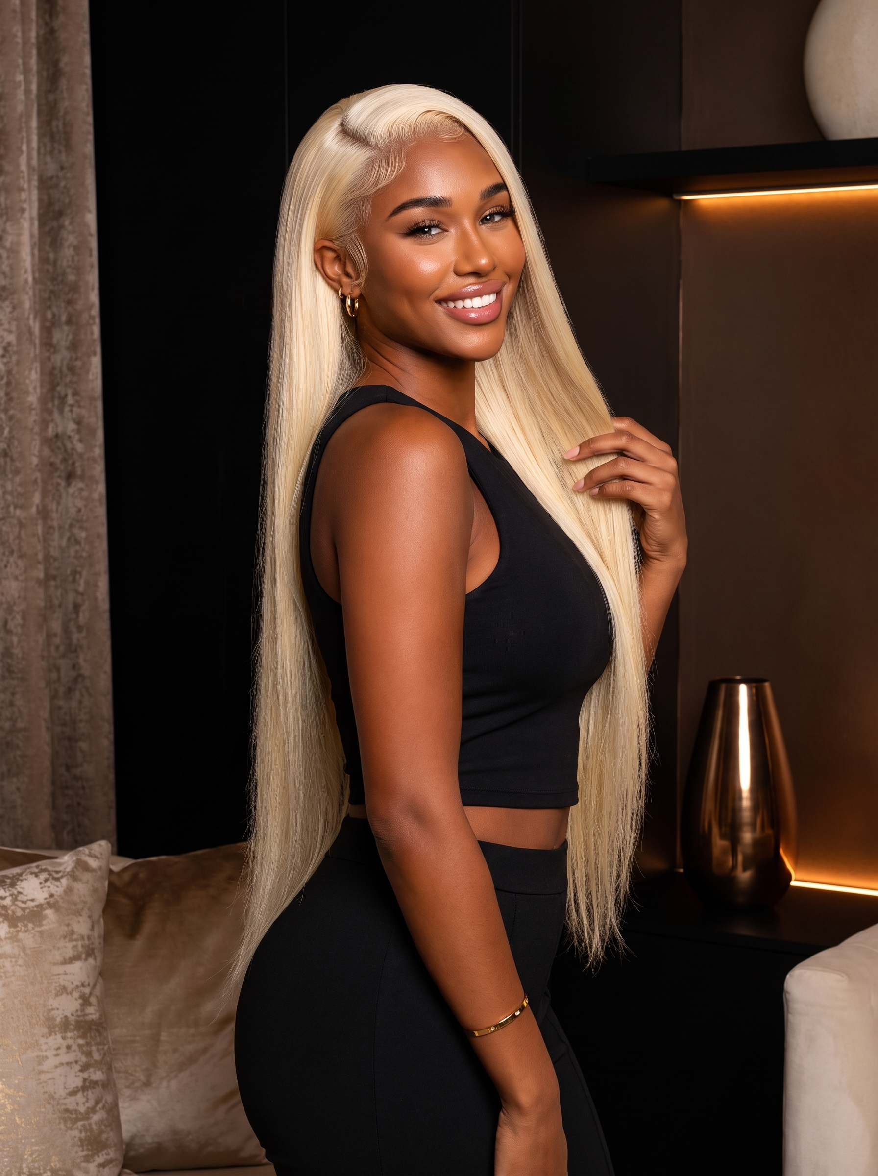 Cindarello Moonlit Length™ 613 Blonde Straight Wig – 13x6 HD Lace Front, 24”, 180% Density Human Hair