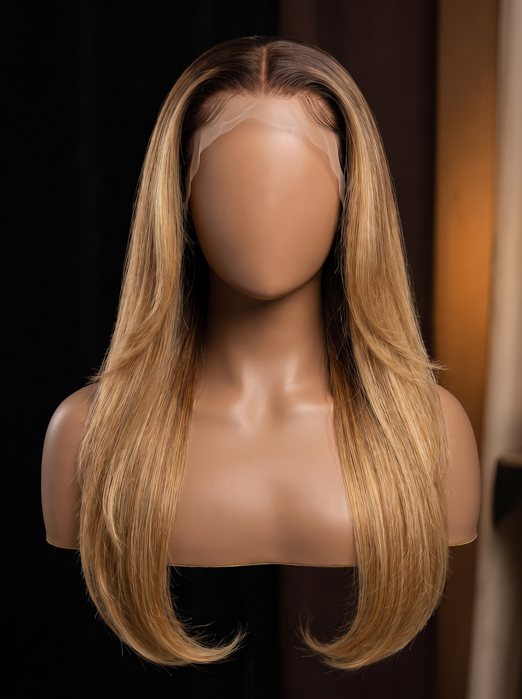 Cindarello Honey Eclipse™ 4/27 Ombre Blonde Lace Front Wig – 26”, 13x6 HD Lace, 150% Density Human Hair