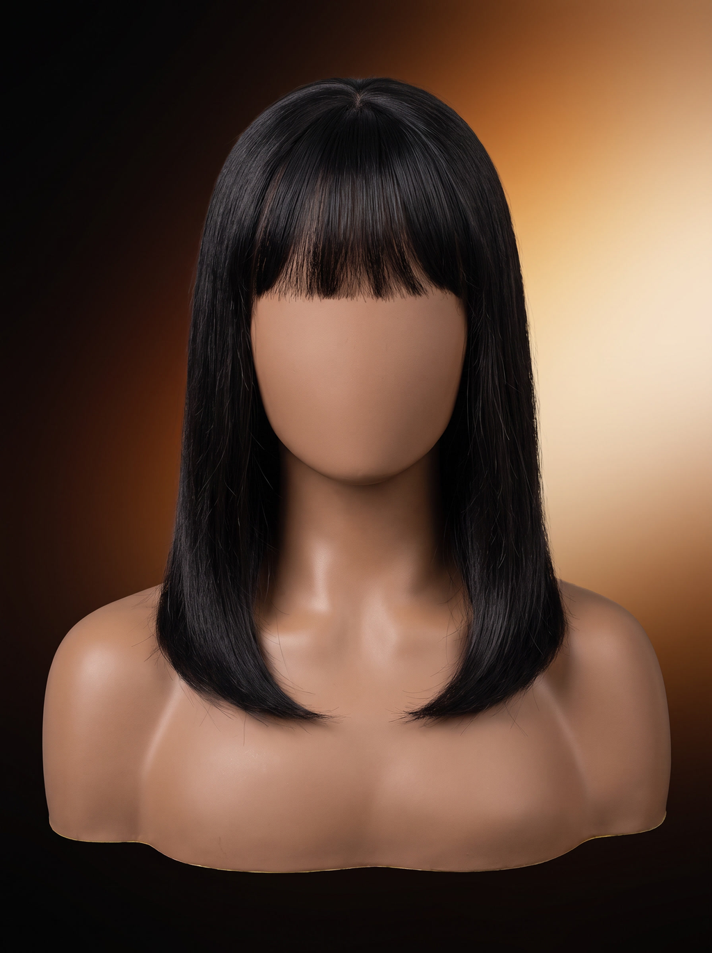 Cindarello Midnight Fringe™ Human Hair Topper with Bangs – 14”, #01 Dark Black