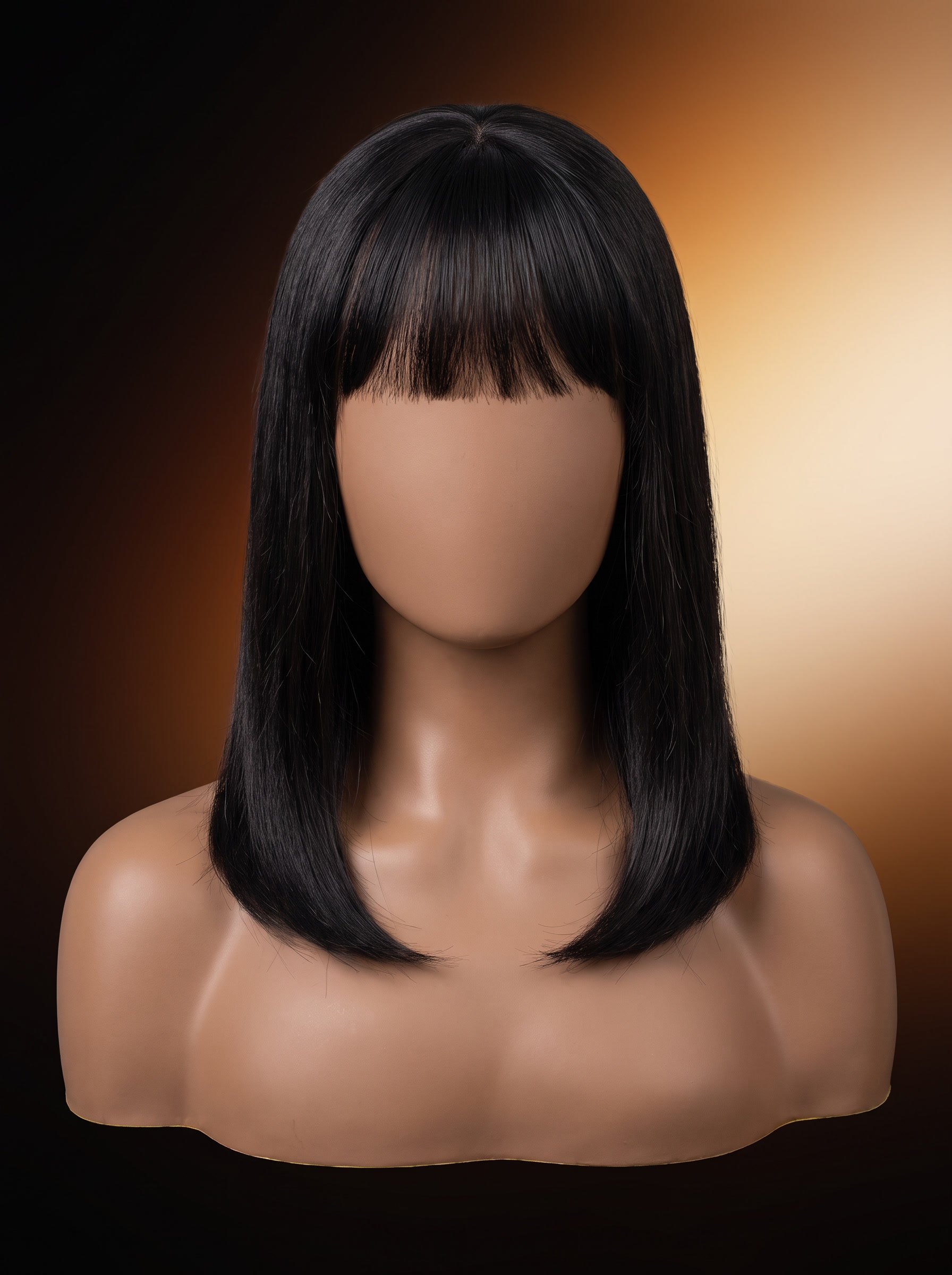 Cindarello Midnight Fringe™ Human Hair Topper with Bangs – 14”, #01 Dark Black