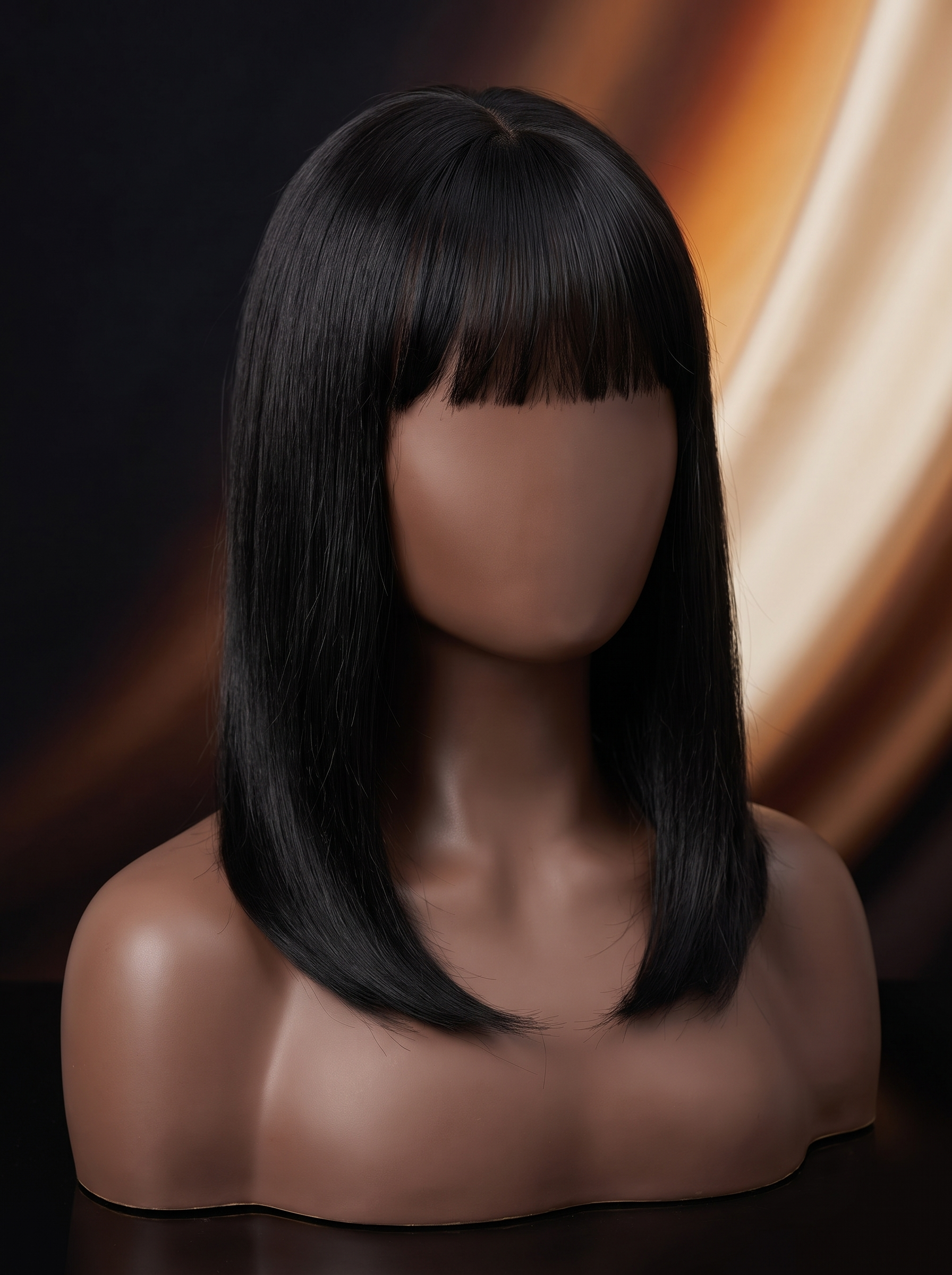 Cindarello Midnight Fringe™ Human Hair Topper with Bangs – 14”, #01 Dark Black