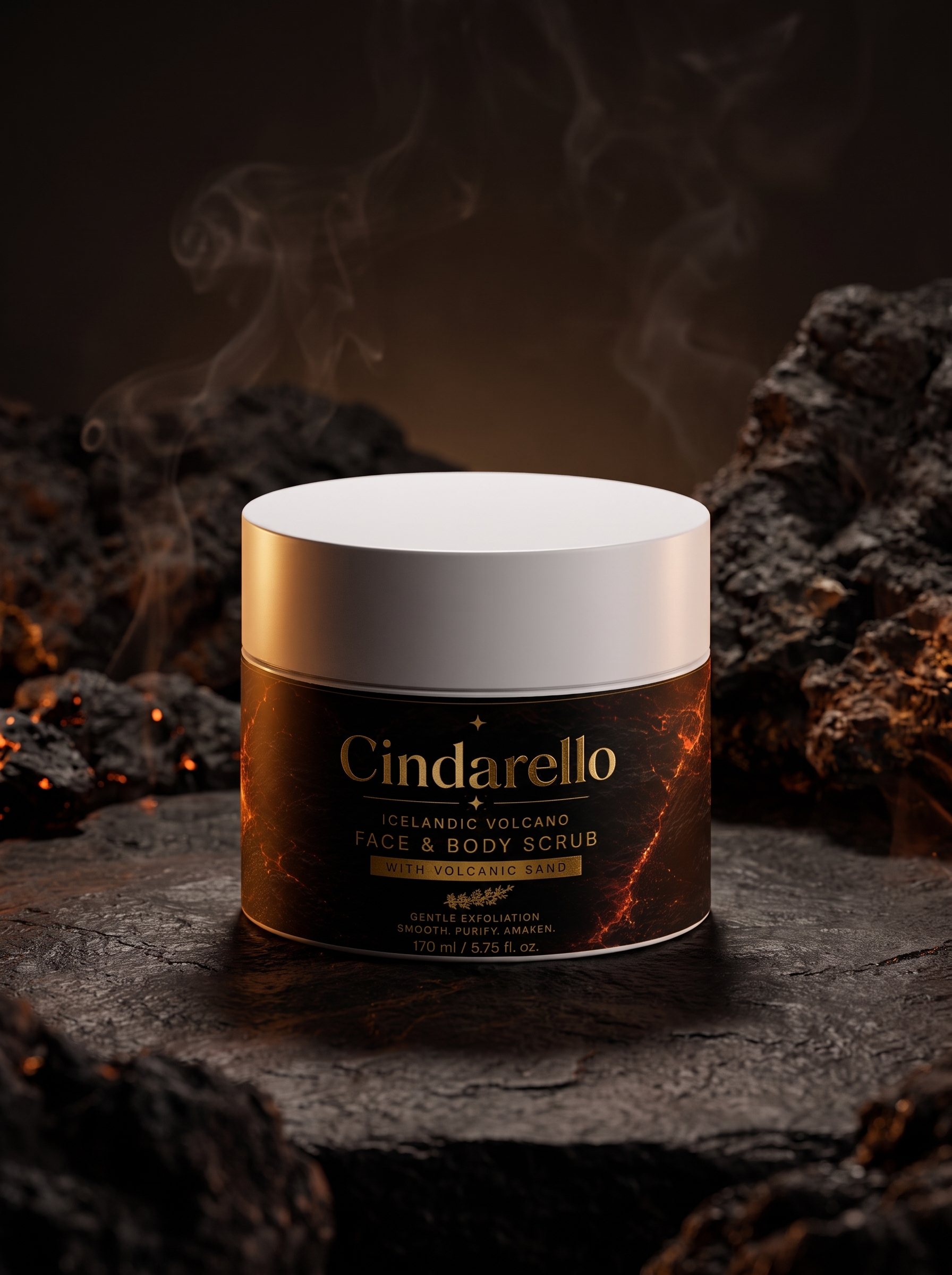 Cindarello Icelandic Volcano™ Face & Body Scrub – Volcanic Sand & Kaolin, 170 ml