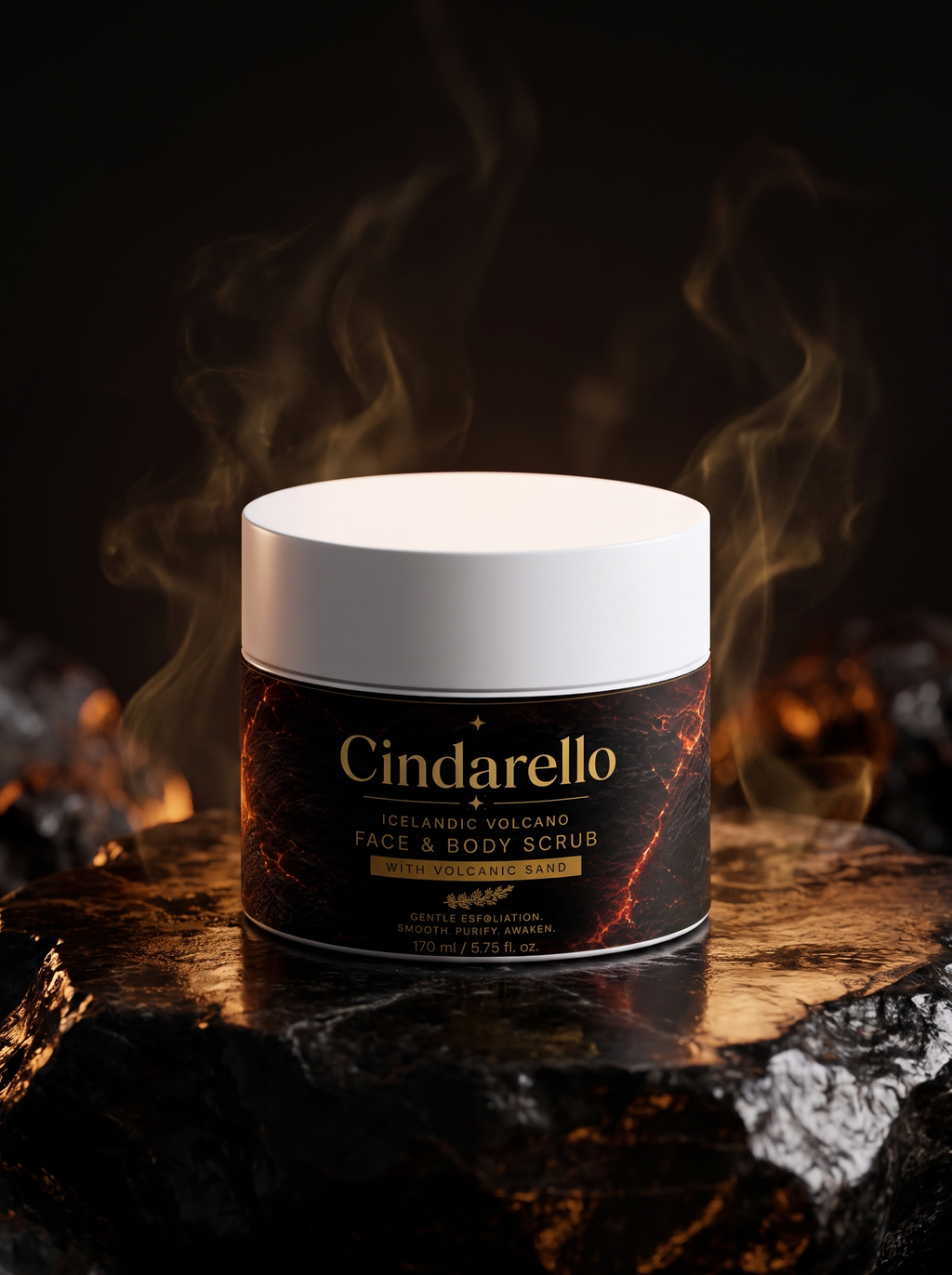 Cindarello Icelandic Volcano™ Face & Body Scrub – Volcanic Sand & Kaolin, 170 ml