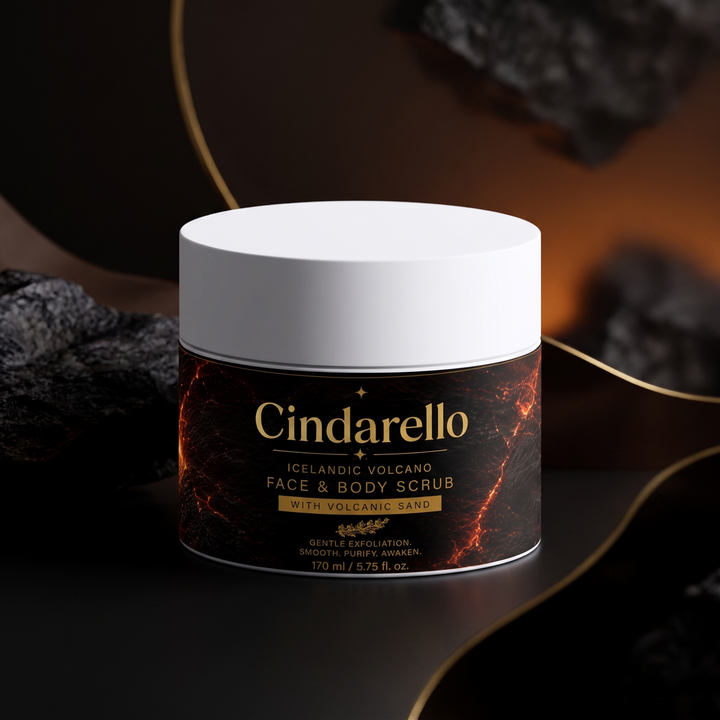 Cindarello Icelandic Volcano™ Face & Body Scrub – Volcanic Sand & Kaolin, 170 ml