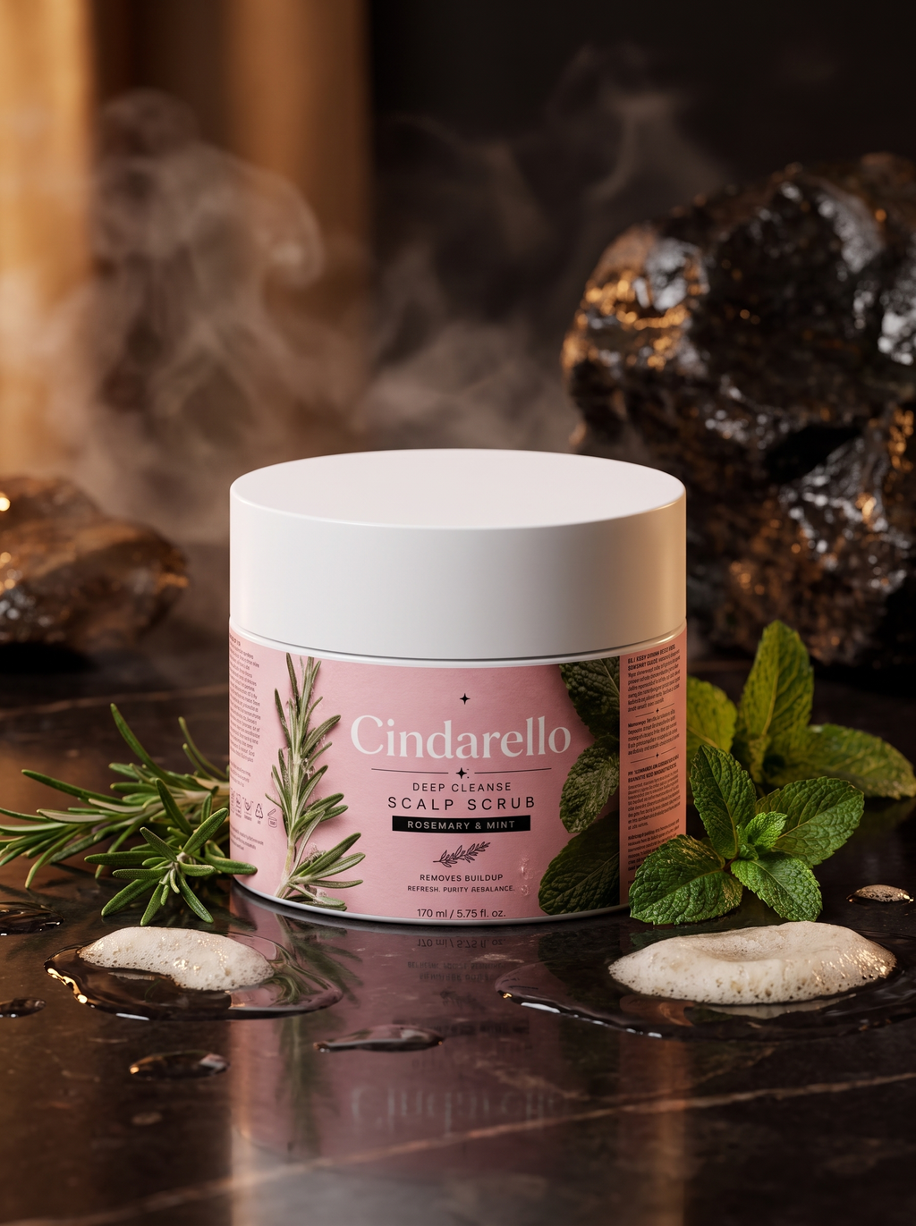 Cindarello Midnight Reset™ Deep Cleanse Scalp Scrub — Rosemary & Mint, 170 ml