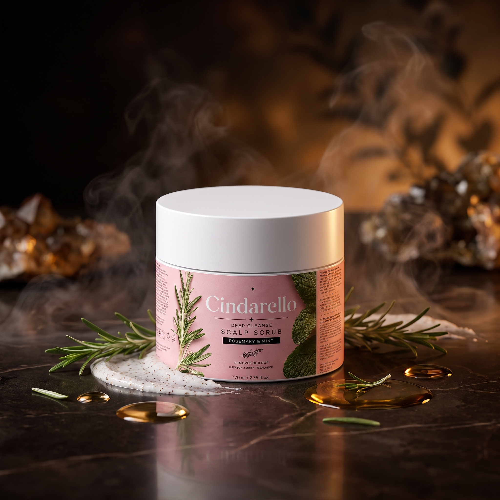 Cindarello Midnight Reset™ Deep Cleanse Scalp Scrub — Rosemary & Mint, 170 ml