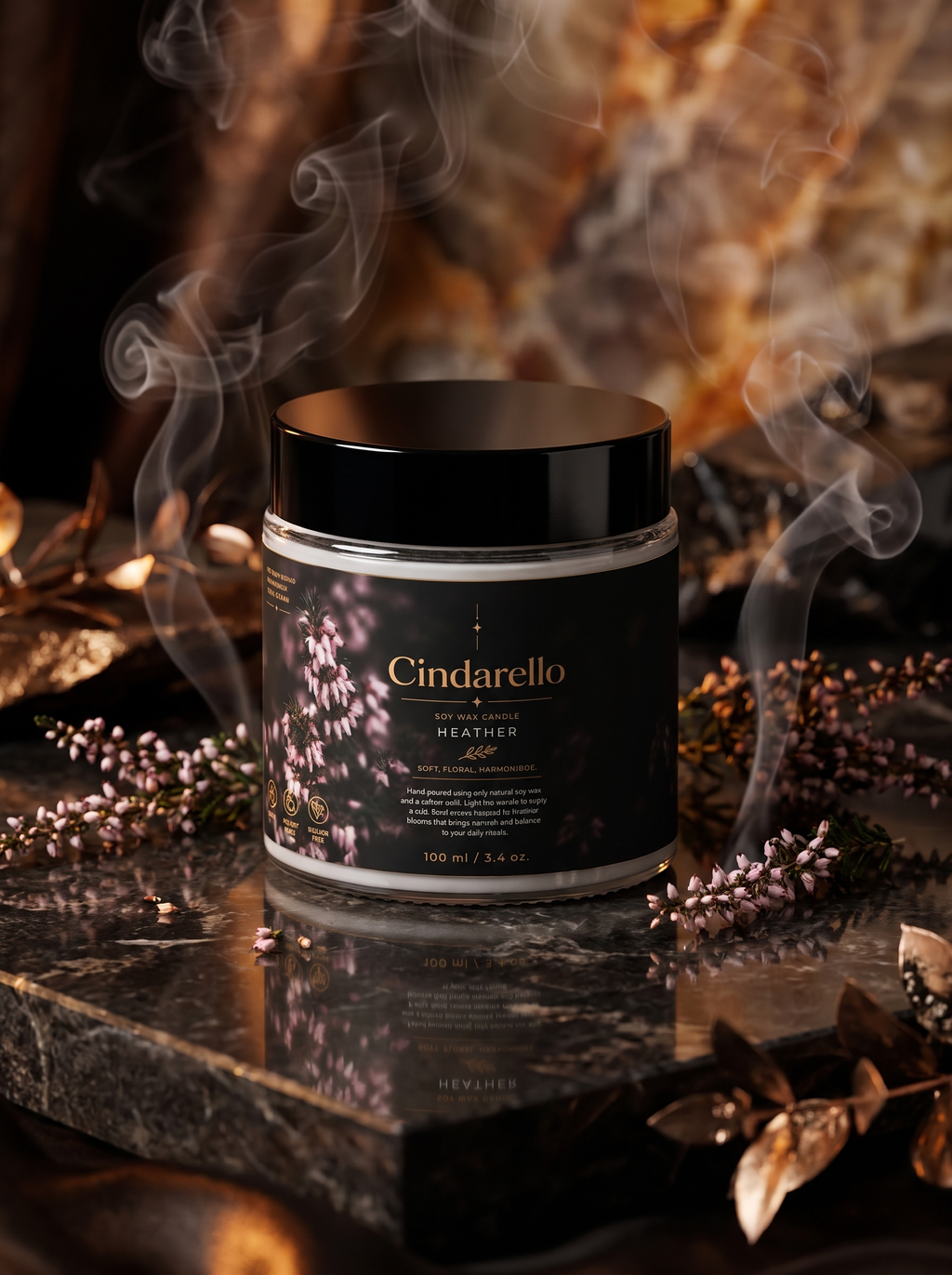Cindarello Heather Glow™ Soy Wax Candle – 100 ml