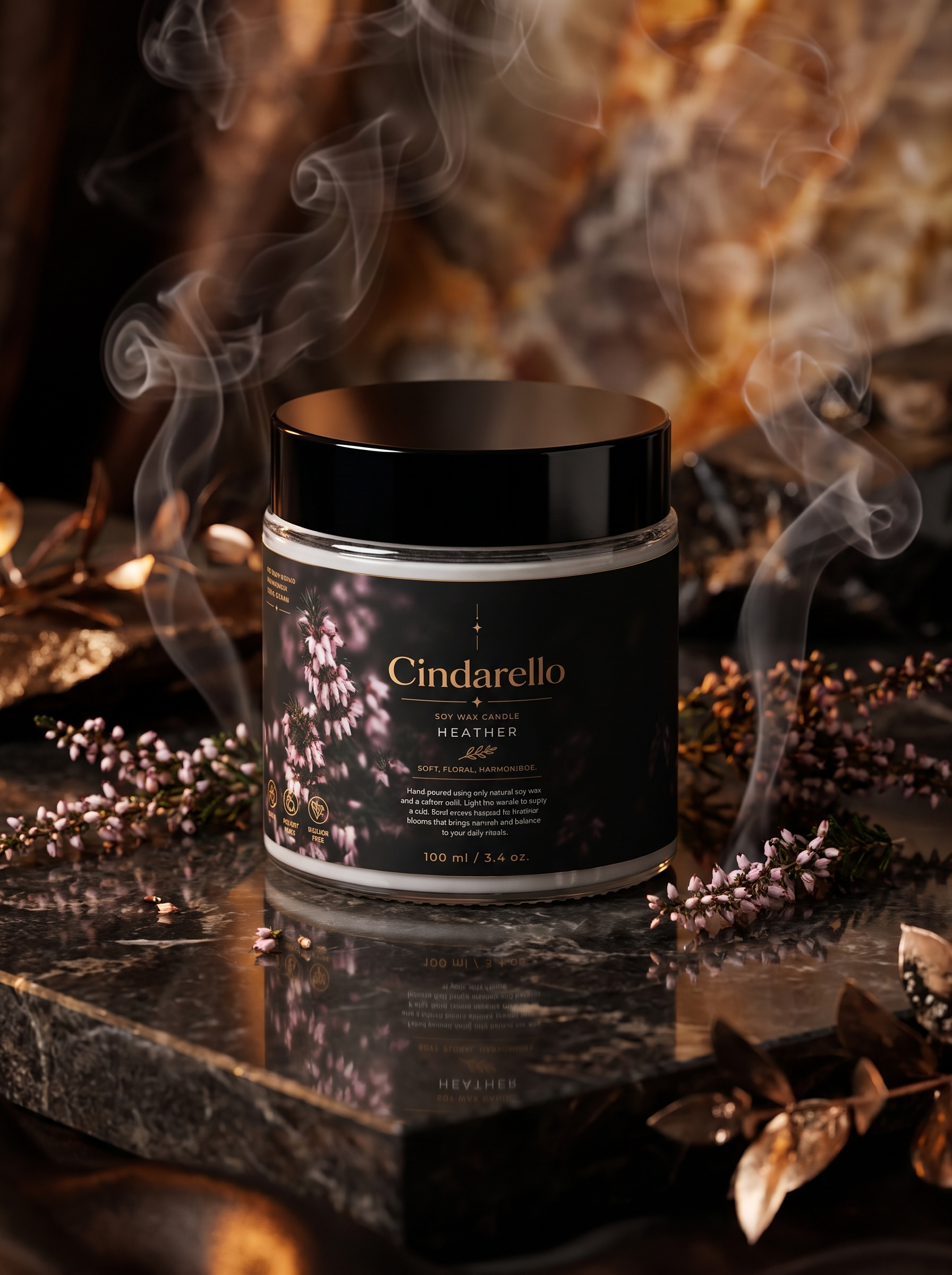 Cindarello Heather Glow™ Soy Wax Candle – 100 ml