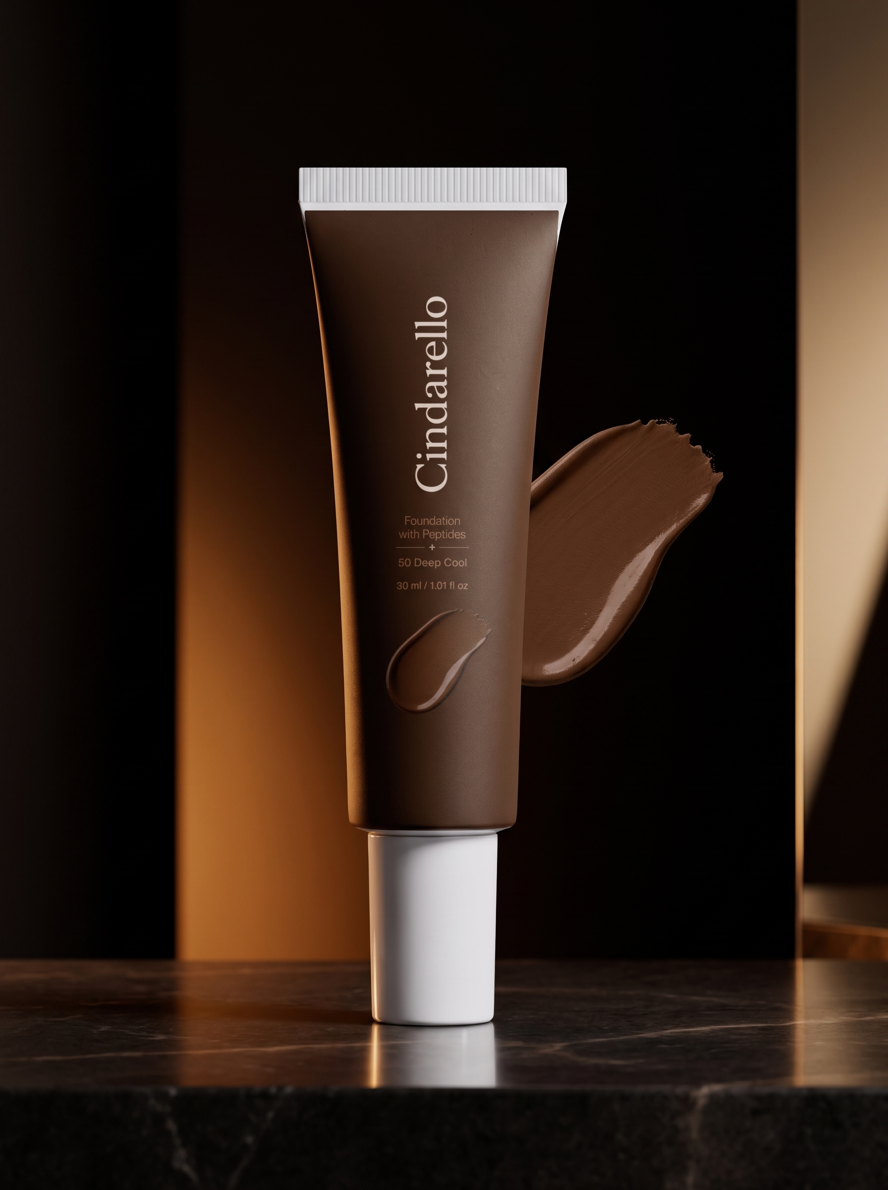 Cindarello Midnight Veil™ Foundation with Peptides — 50 Deep Cool, 30 ml