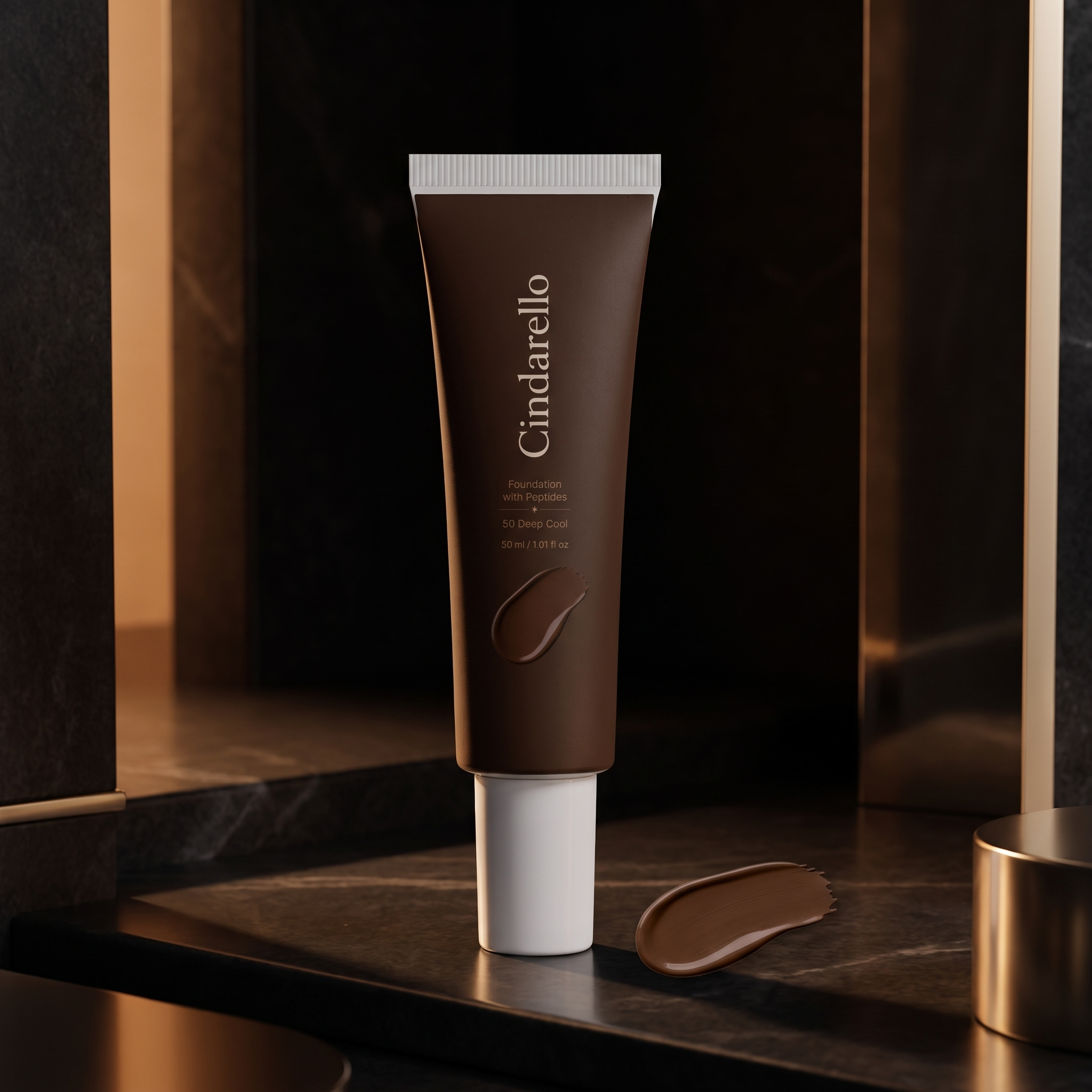 Cindarello Midnight Veil™ Foundation with Peptides — 50 Deep Cool, 30 ml