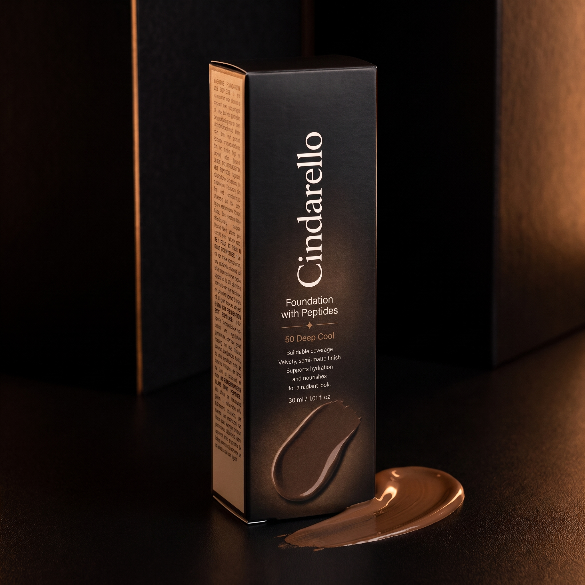 Cindarello Midnight Veil™ Foundation with Peptides — 50 Deep Cool, 30 ml