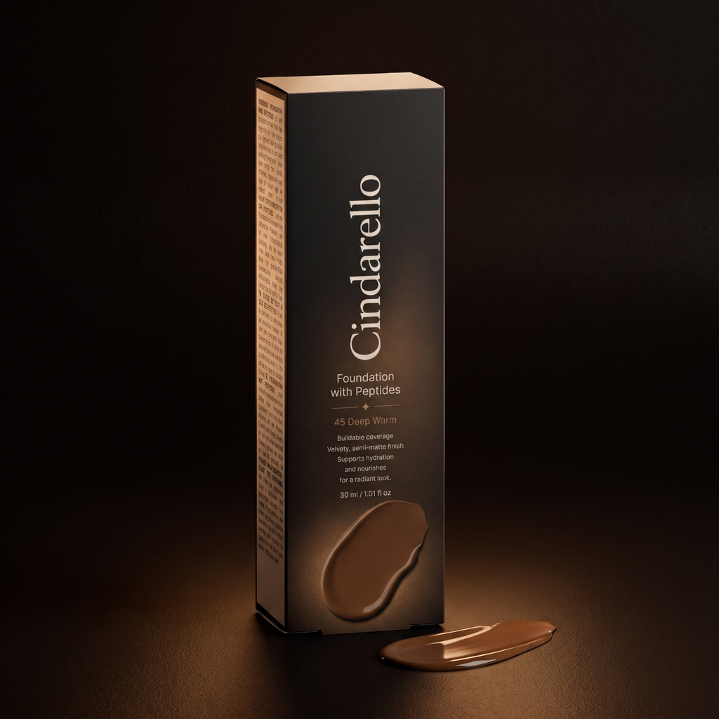 Cindarello Midnight Veil™ Foundation with Peptides — 45 Deep Warm, 30 ml