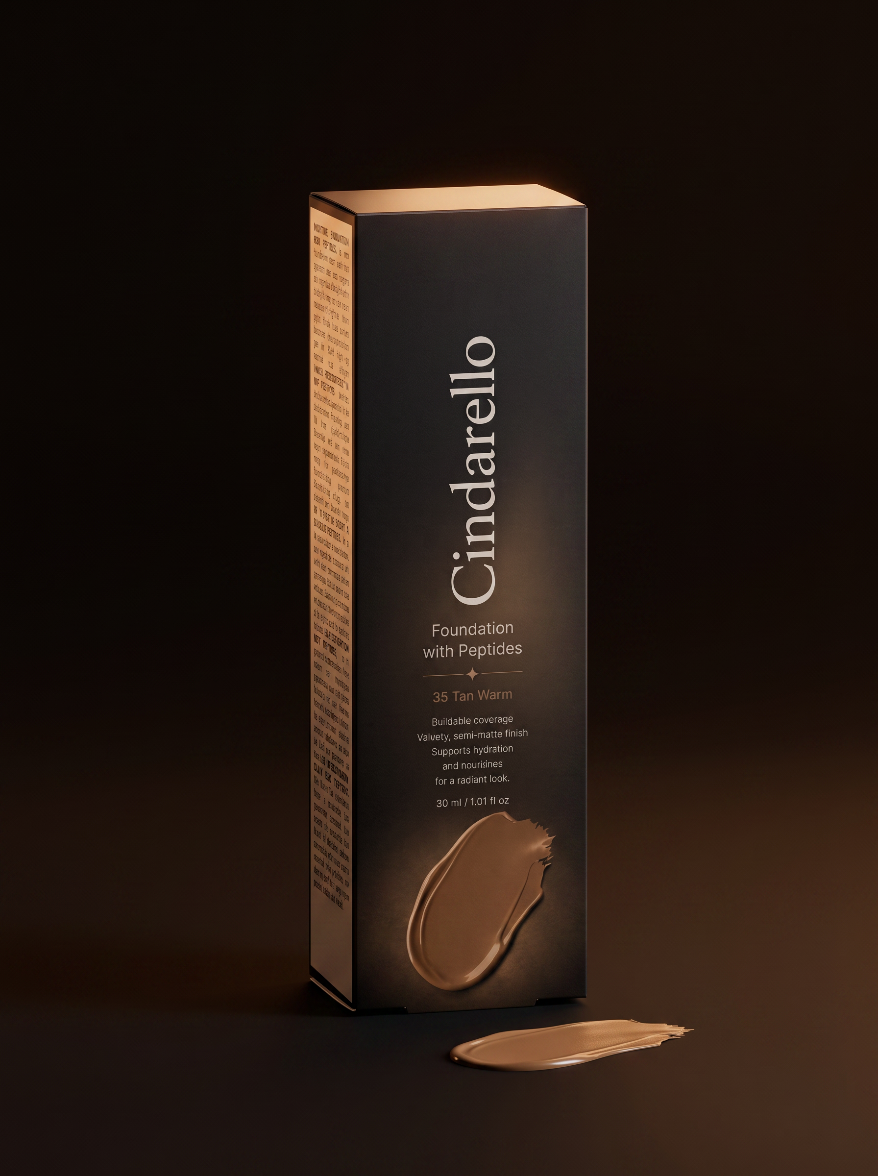 Cindarello Midnight Veil™ Foundation with Peptides — 35 Tan Warm, 30 ml