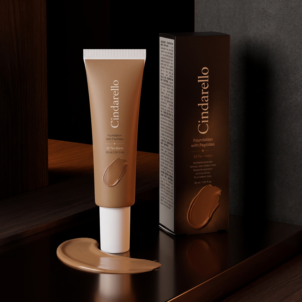 Cindarello Midnight Veil™ Foundation with Peptides — 35 Tan Warm, 30 ml