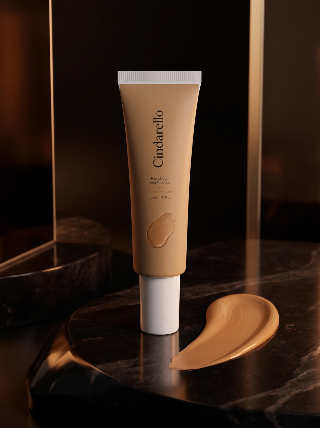 Cindarello Midnight Veil™ Foundation with Peptides — 25 Medium Warm, 30 ml